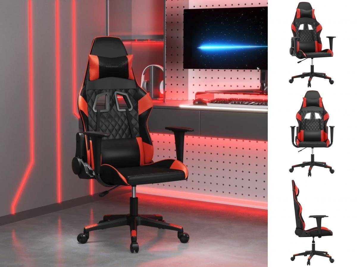 vidaXL Bürostuhl Gaming-Stuhl mit Massagefunktion Schwarz und Rot Kunstleder Bürostuhl