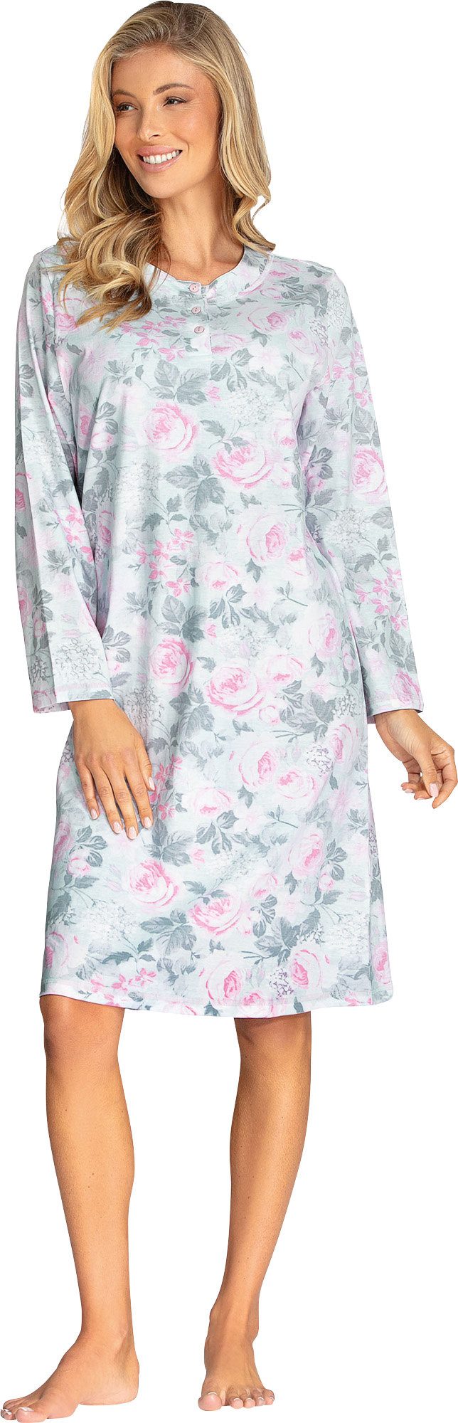 comtessa Nachthemd Damen-Nachthemd Single-Jersey Blumen