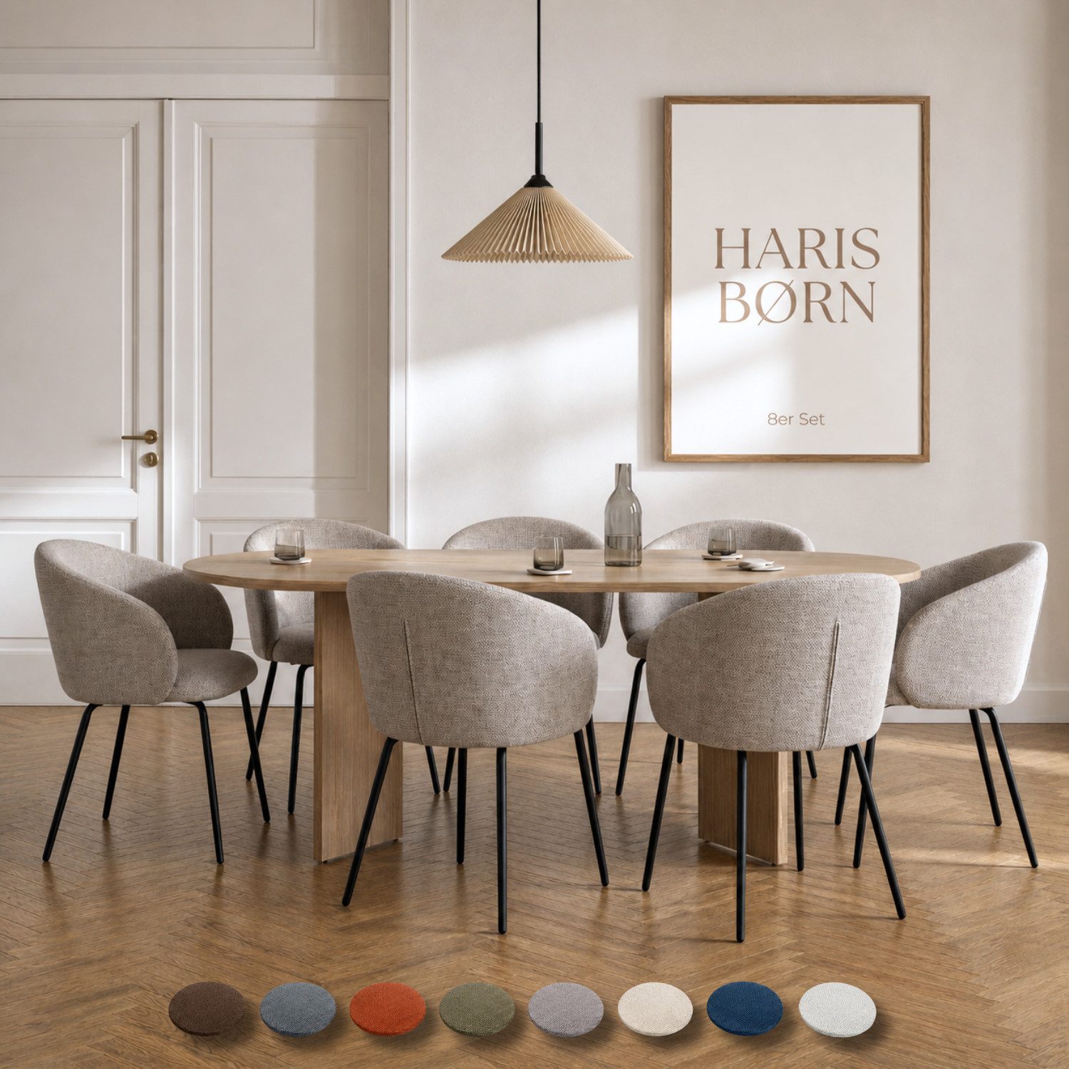 Haris Børn Esszimmerstuhl mit Armlehnen NØR - Hochwertige Polsterstühle für Esszimmer (Set, 8 St), Premium Esszimmer Stühle & Wohnzimmer Stühle