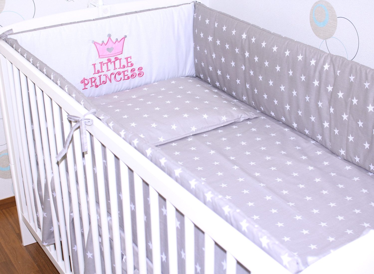 Bettnestchen Nestchen Applikation 360 cm Bettumrandung Baby Bett Kinder Kopfschutz