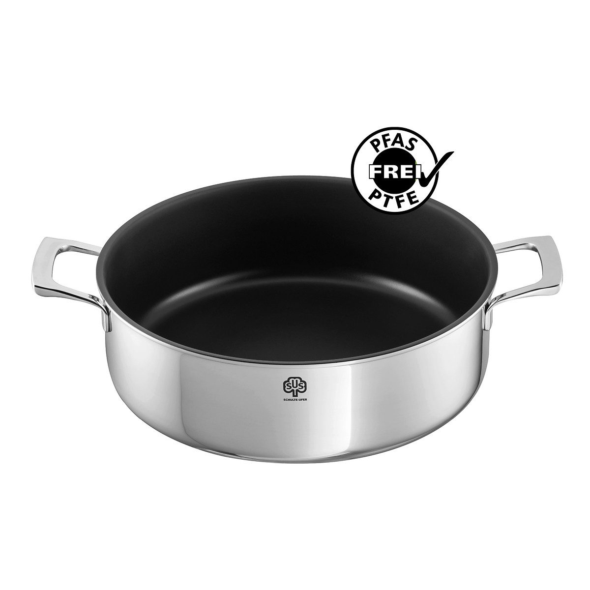 SCHULTE-UFER Schmortopf Quasar, Edelstahl (1 x Schmorpfanne, 1 x Deckel), 28 cm, mit UniverSUS®, backofen- und spülmaschinengeeignet