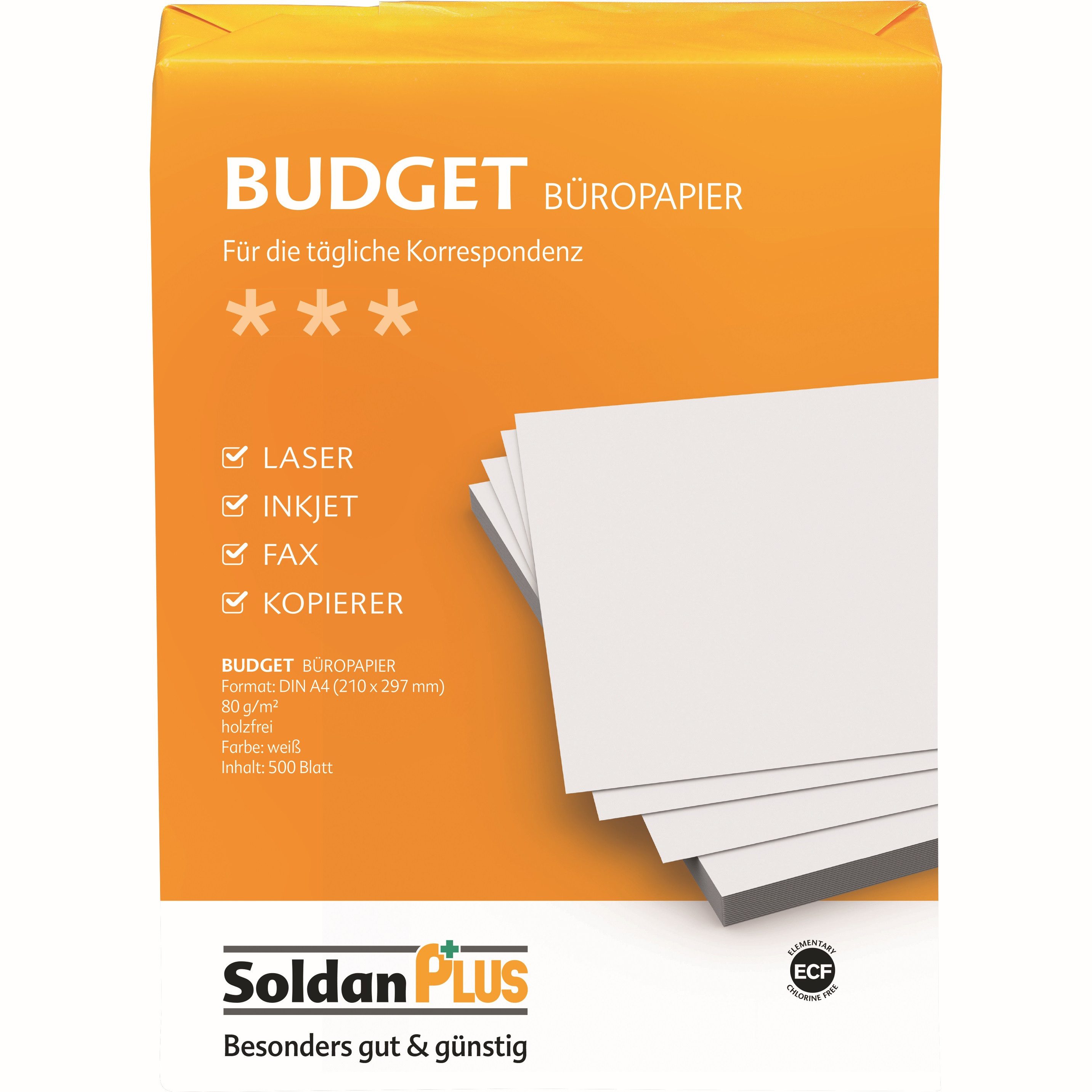 NO NAME Kopierpapier SoldanPlus Kopierpapier BUDGET, DIN A4, 80 g/m², Pack: 500 Blatt