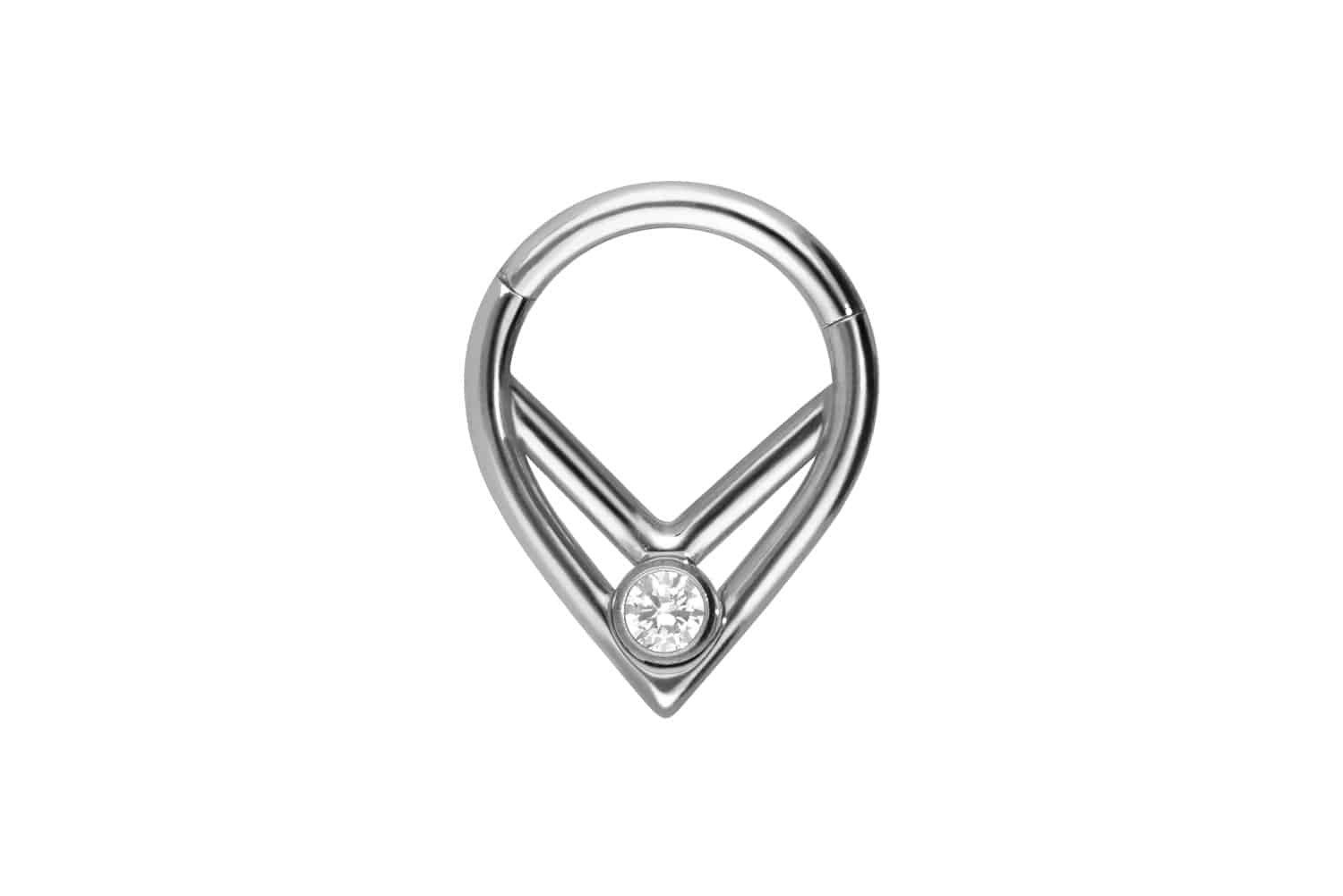 PIERCINGLINE Nasenpiercing Titan Segmentring Clicker 2 SPITZE RINGE + KRISTALL Ohrpiercing Septum (Clicker, 1-tlg), Ohrpiercing für Conch, Helix, Tragus, Daith, Lobe