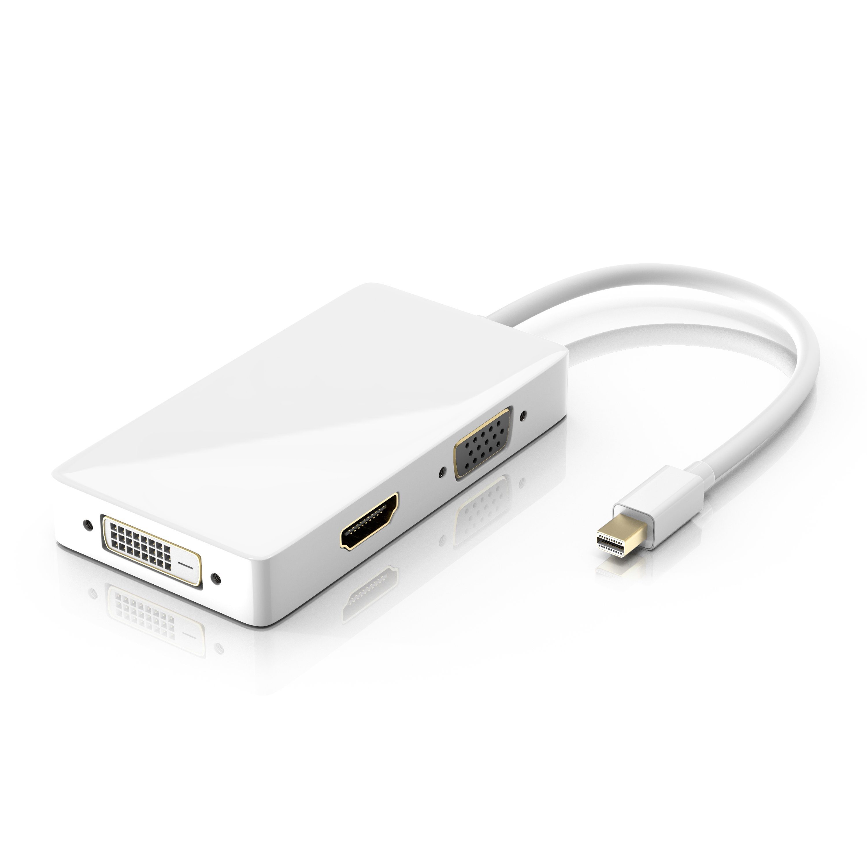 CSL Audio- & Video-Adapter Mini DisplayPort zu HDMI, DVI, VGA, 15 cm, 4k 3in1 MiniDP 1.2 Adapter, Konverter Kabel 3840x2160 UHD 2160p 4k