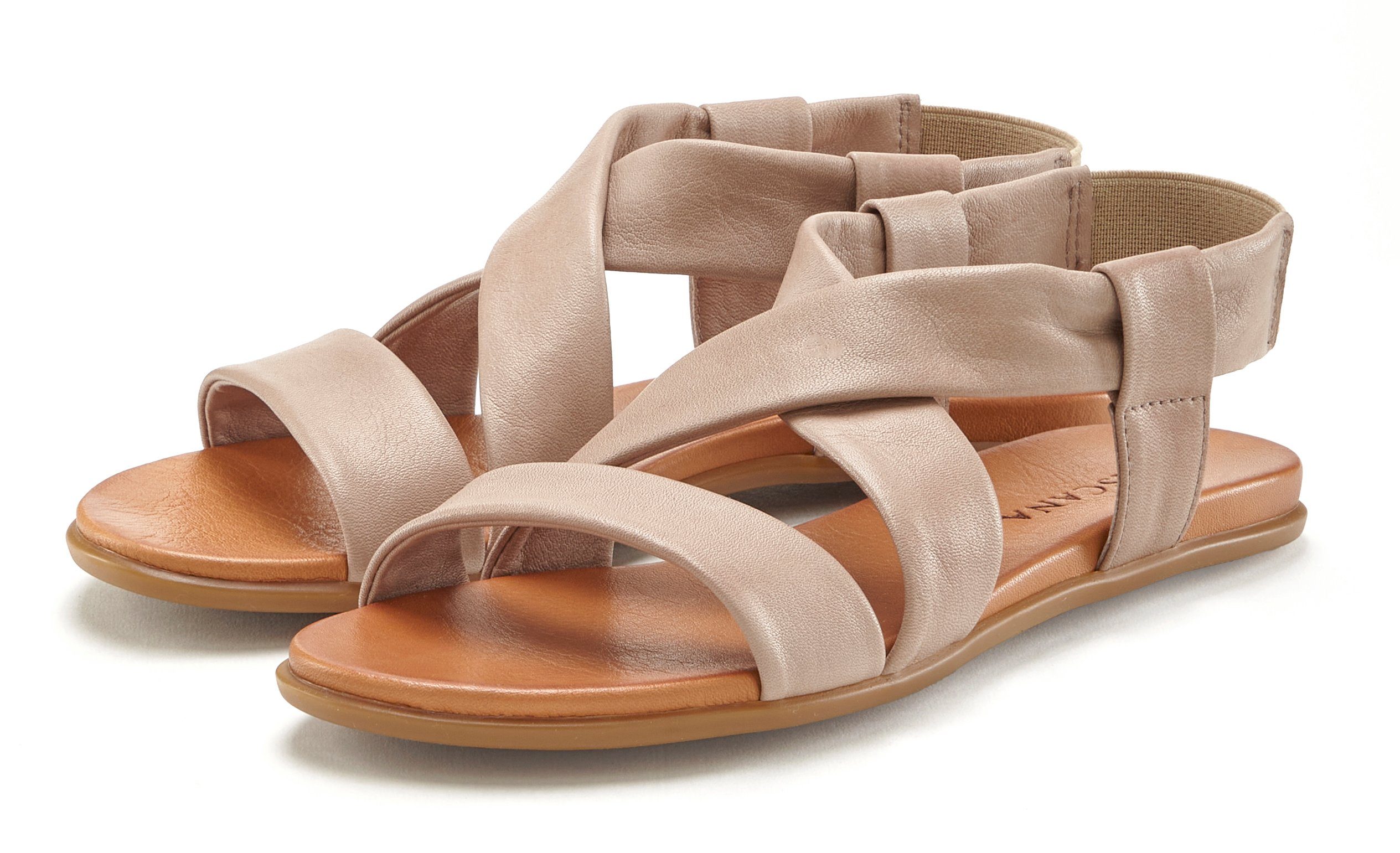 LASCANA Sandale aus Leder mit raffinierten Riemchen, Sandalette, Sommerschuh