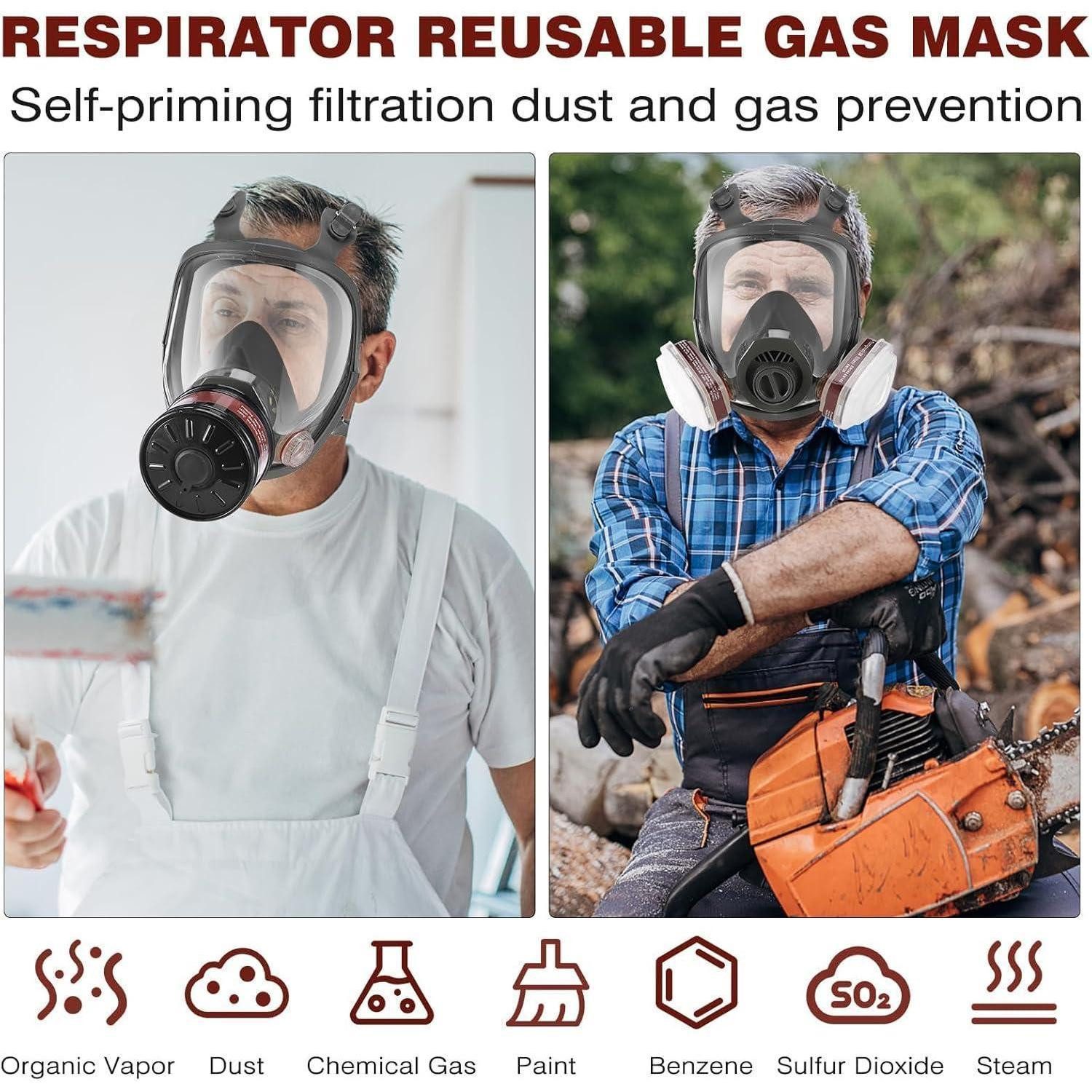 LuxusKollektion Atemschutz-Vollmaske Gasmaske Aktivkohlefilter Staub Farbe Vollgesicht 40MM 6001CN