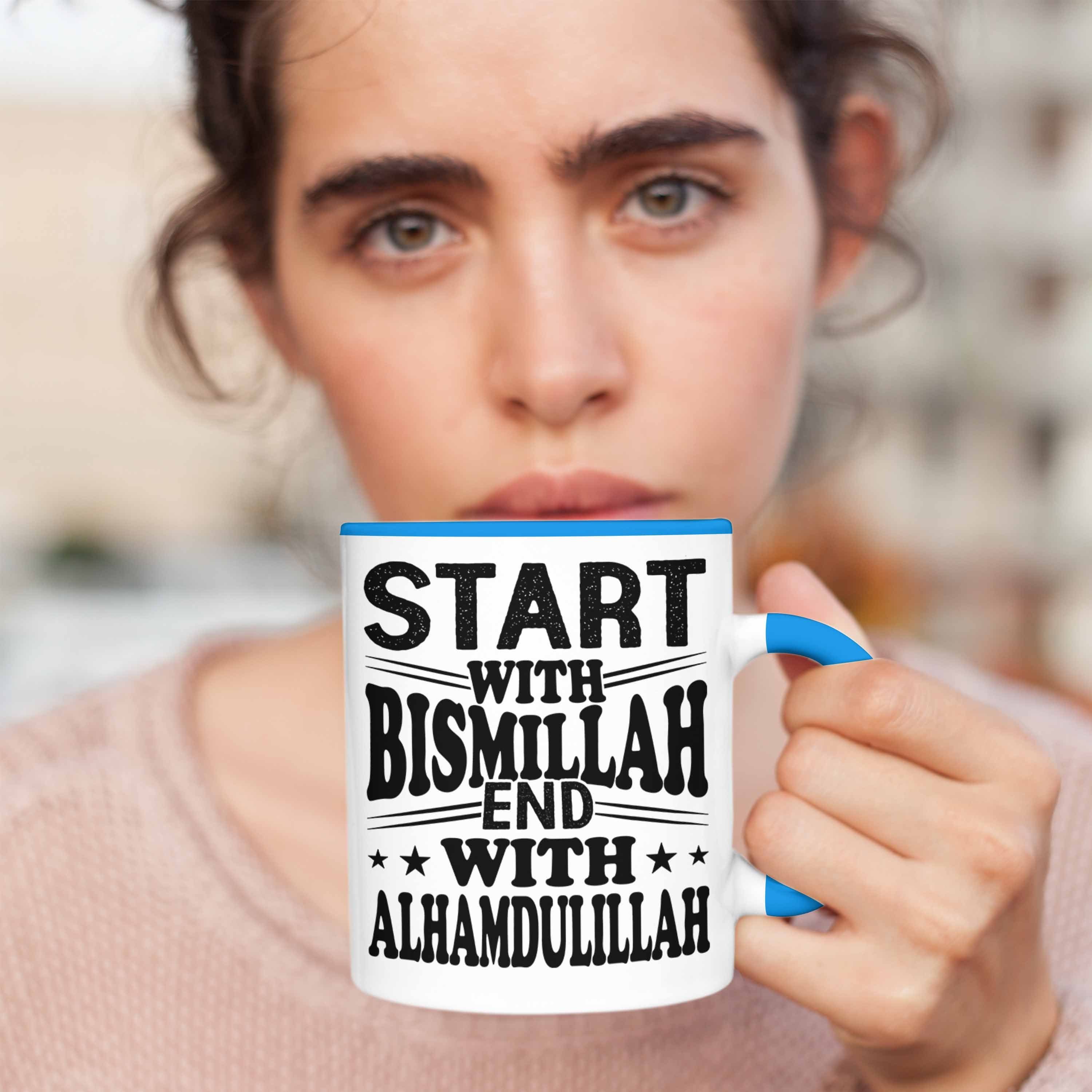 Gla Tasse Geschenk Tasse Trendation Muslime Blau With Start Bismillah End With Alhamdulillah