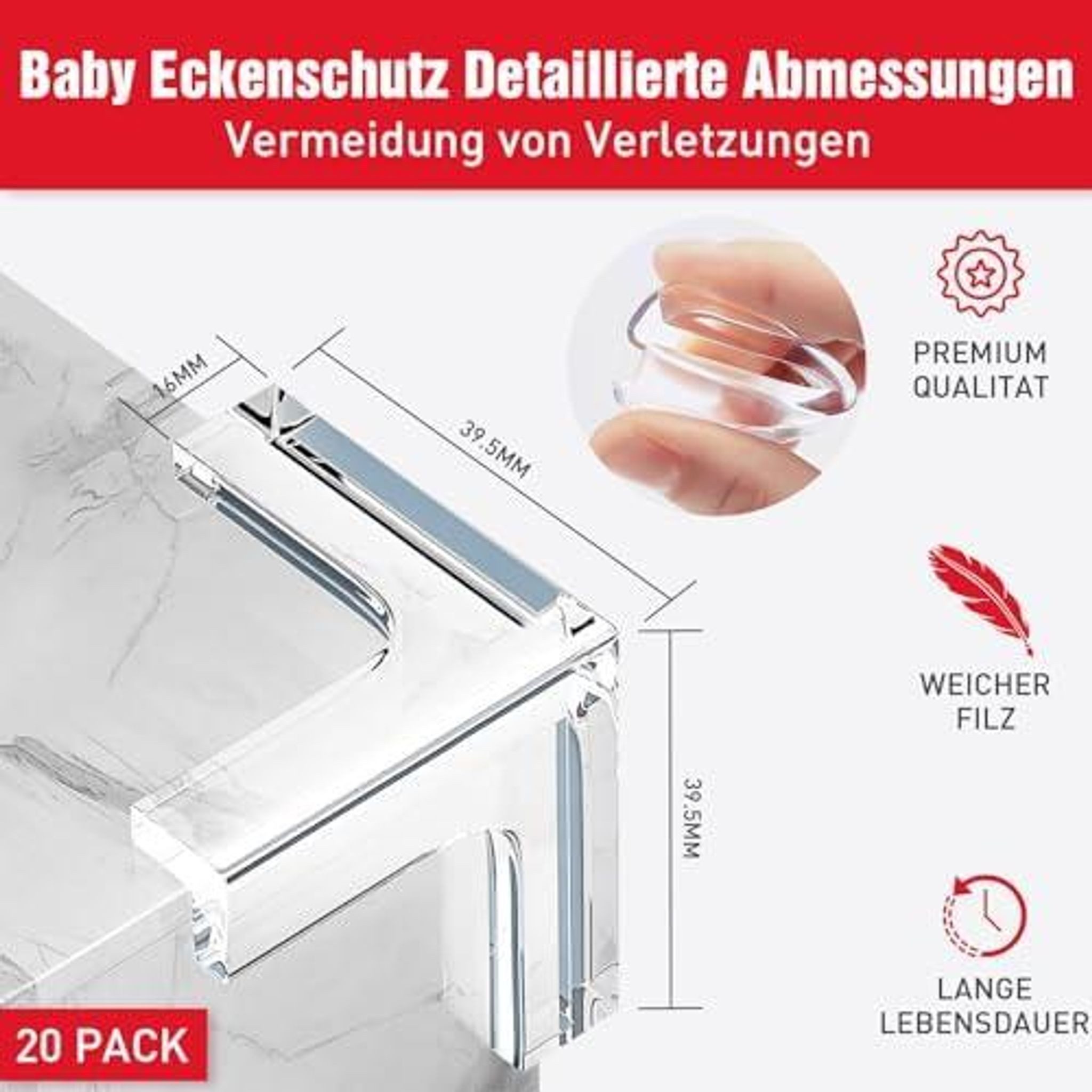 FELIXLEO Kindersicherung 40 Eckenschutz Baby Transparent Selbstklebend Kantenschutz
