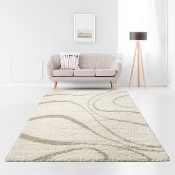 Hochflor-Teppich Nano, Home affaire, rechteckig, Höhe: 31 mm, modernes Wellen-Design, Hochflor, besonders weicher Flor
