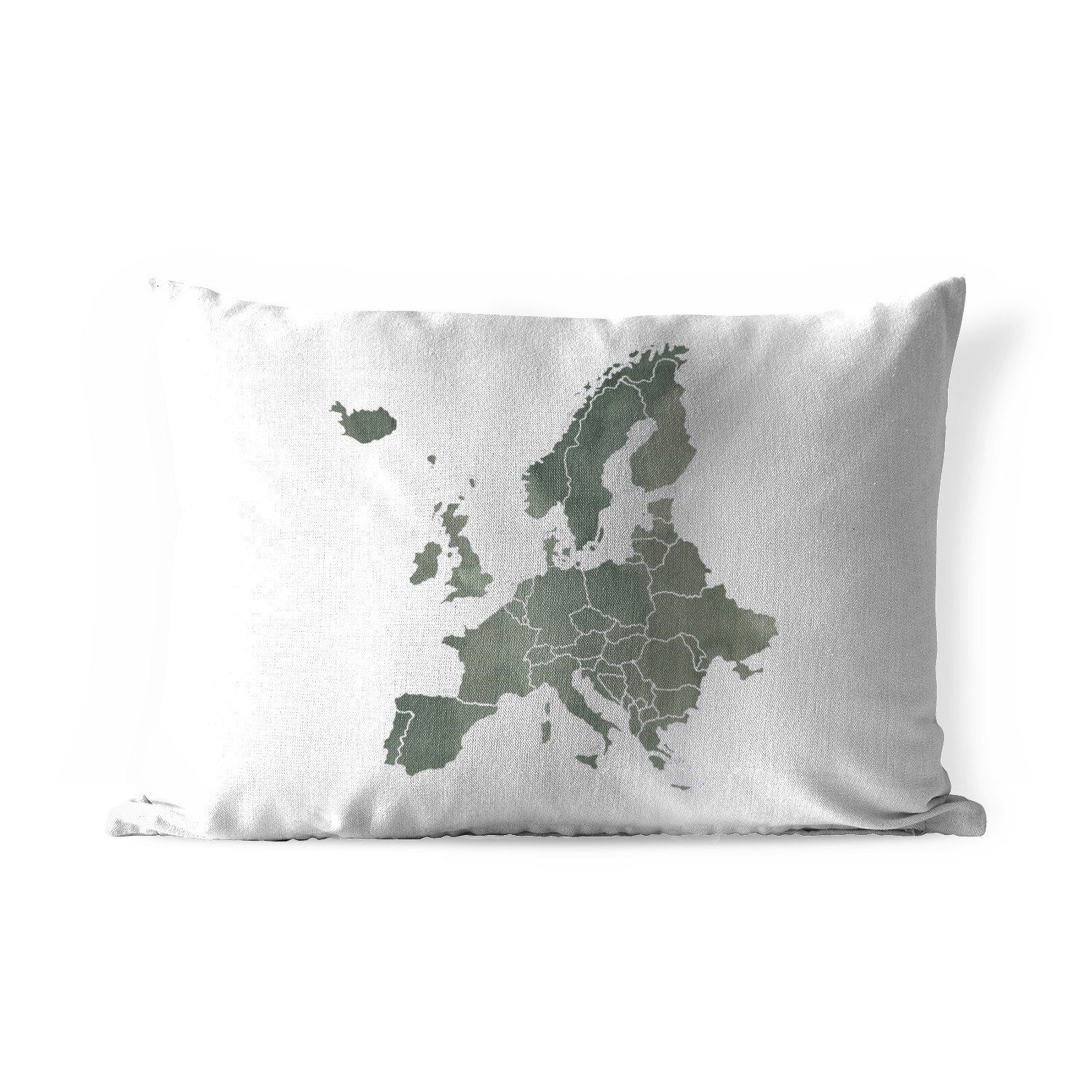 MuchoWow Dekokissen Karte von Europa - Aquarell - Grau, Outdoor-Dekorationskissen, Polyester, Dekokissenbezug, Kissenhülle