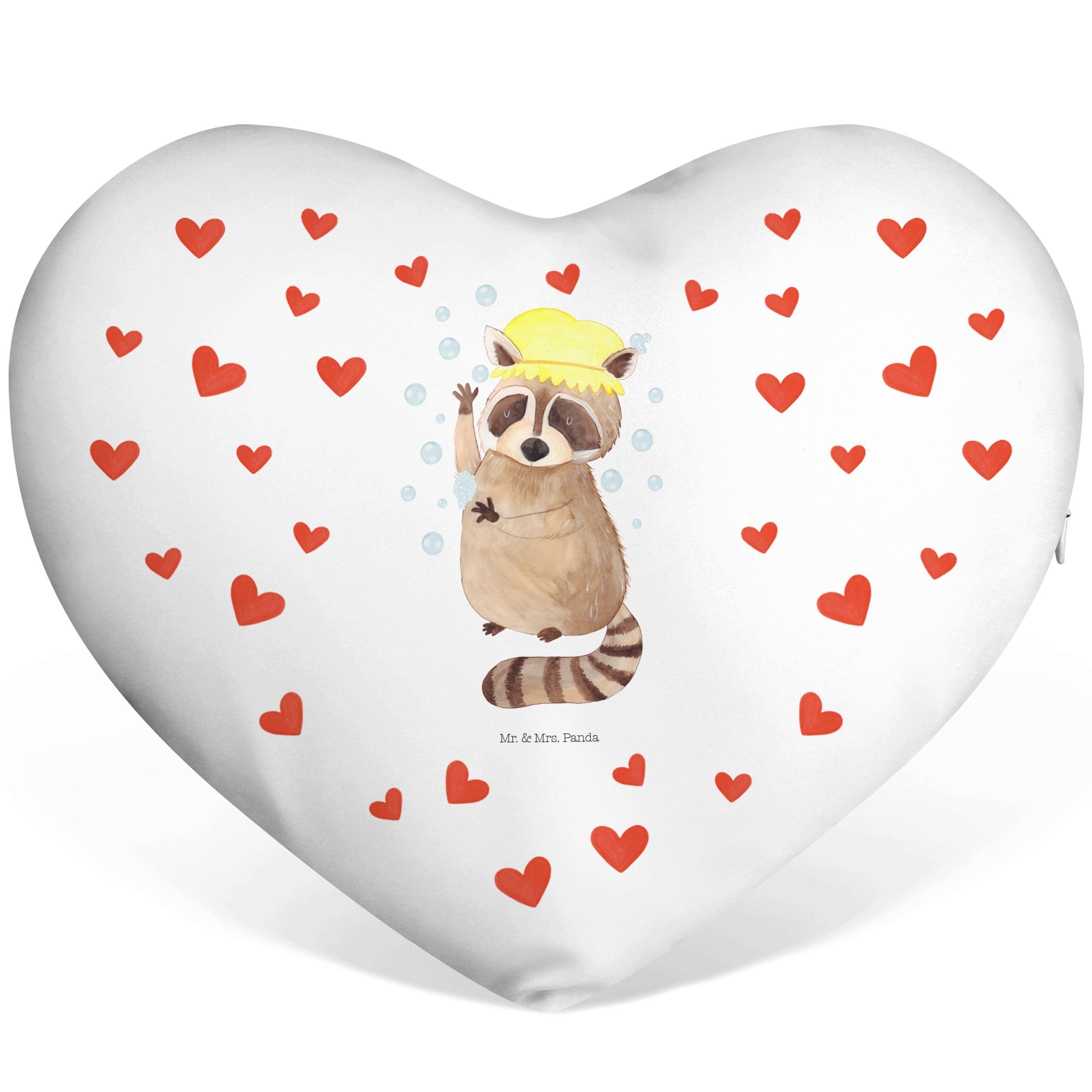 Mr. & Mrs. Panda Dekokissen »Waschbär Weiß Geschenk, Kissen