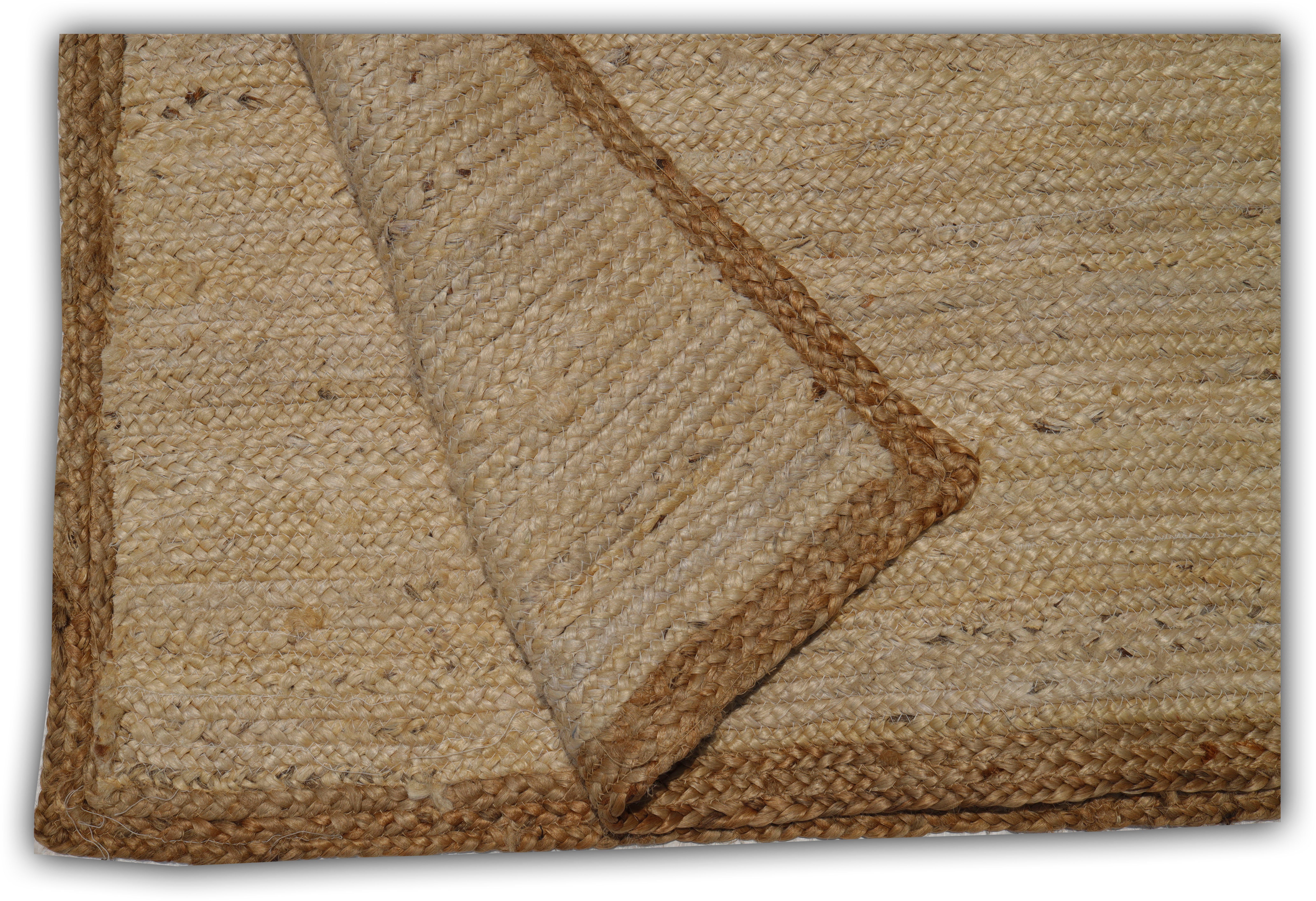 Nishay, Naturprodukt Geflochtener rechteckig, Bordüre mm, Jute, 100% andas, Teppich Höhe: Teppich, aus 7 creme