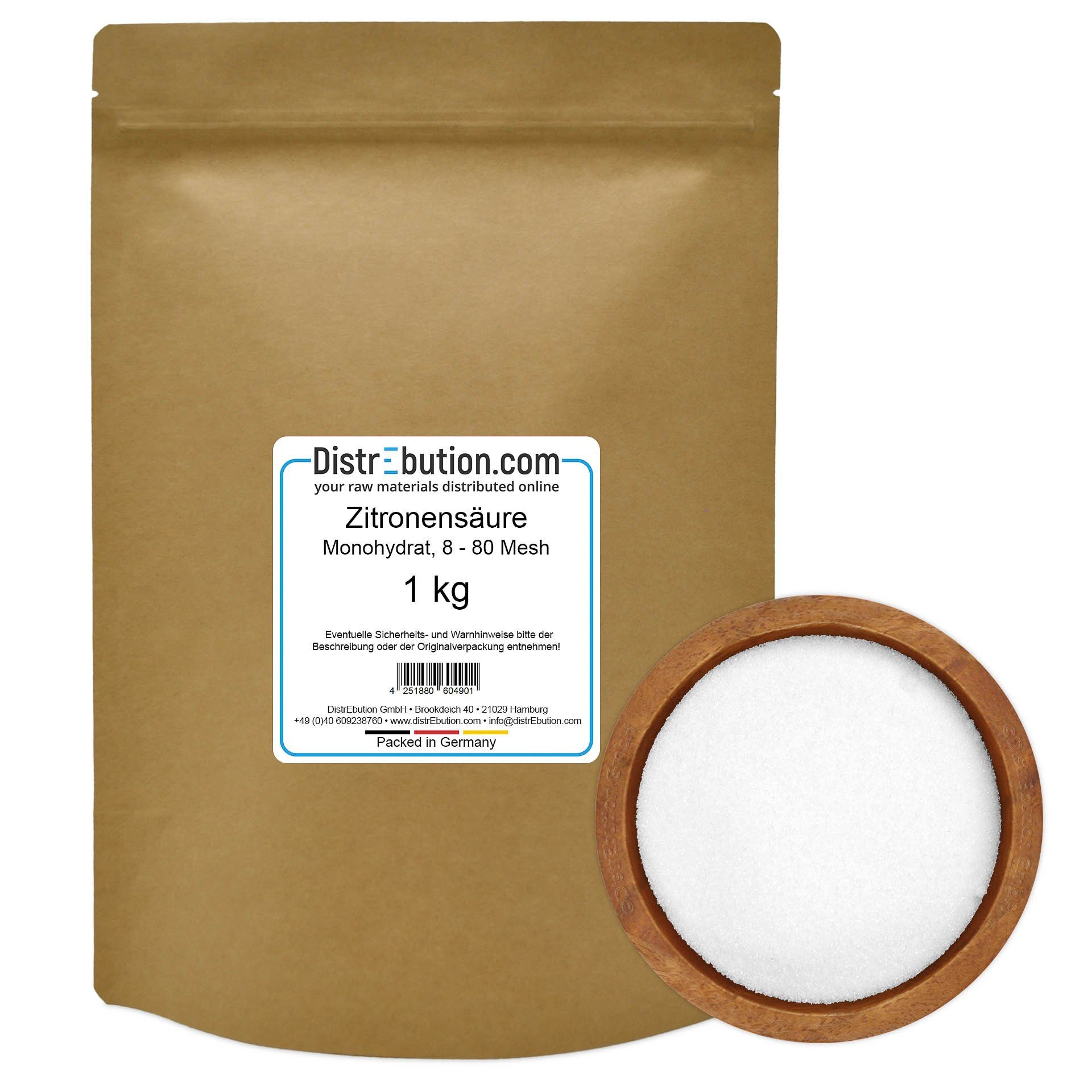 DistrEbution Reine Zitronensäure, Lebensmittelqualität (E 330) Zitronenreiniger (für Lebensmittel, Kosmetik und Reinigung, Entkalker, Haushaltsreiniger)