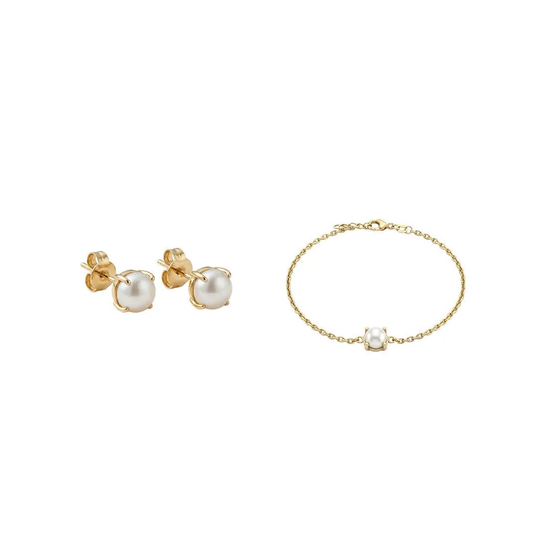 Suzan Gold Schmuckset Suzan Gold® 375 Echtgold Schmuckset Damen Perlen Ohrringe Armband