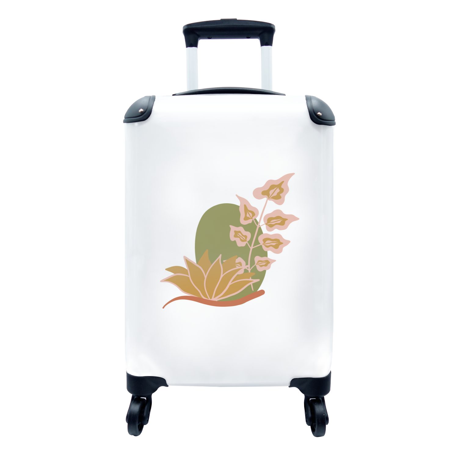 - 4 Handgepäck Reisekoffer rollen, Reisetasche Trolley, Botanisch, für - Blätter - Handgepäckkoffer mit Pastell Natur MuchoWow Rollen, Ferien,