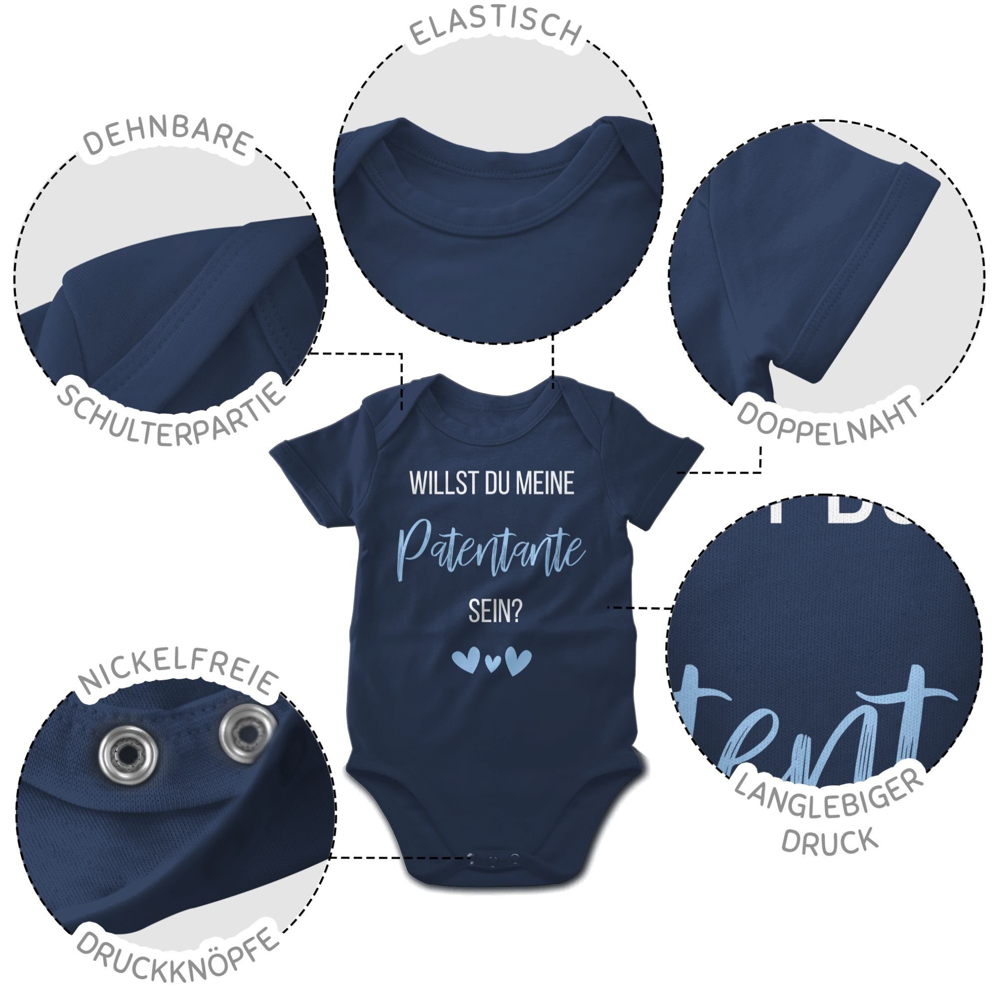 Shirtracer Shirtbody du Babyblau Patentante Baby Willst Navy 1 sein? meine Patentante Blau