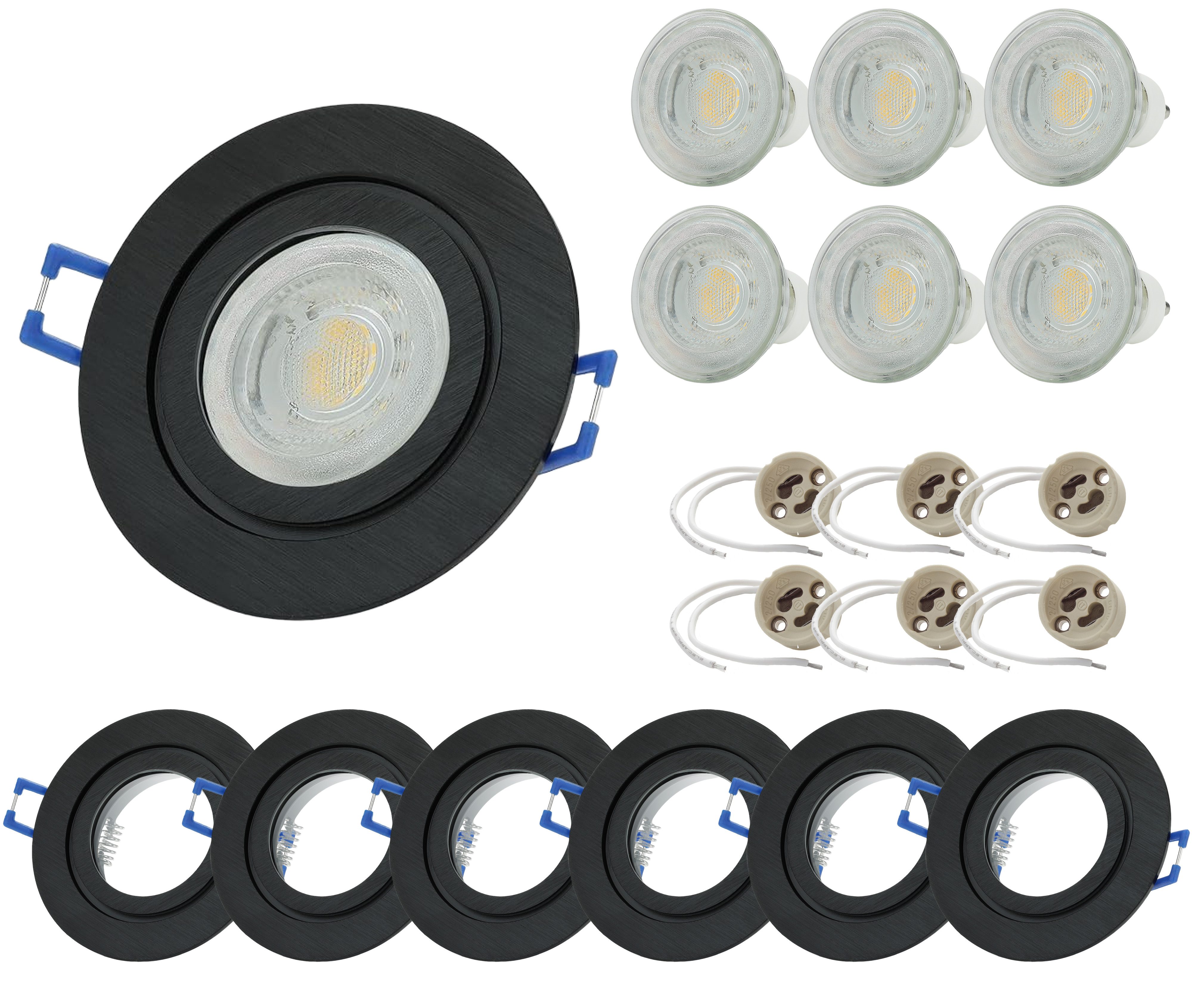 Sweet LED LED Einbaustrahler 6er Set IP44 Bad Aluminium 7W GU10 LED Deckens günstig online kaufen