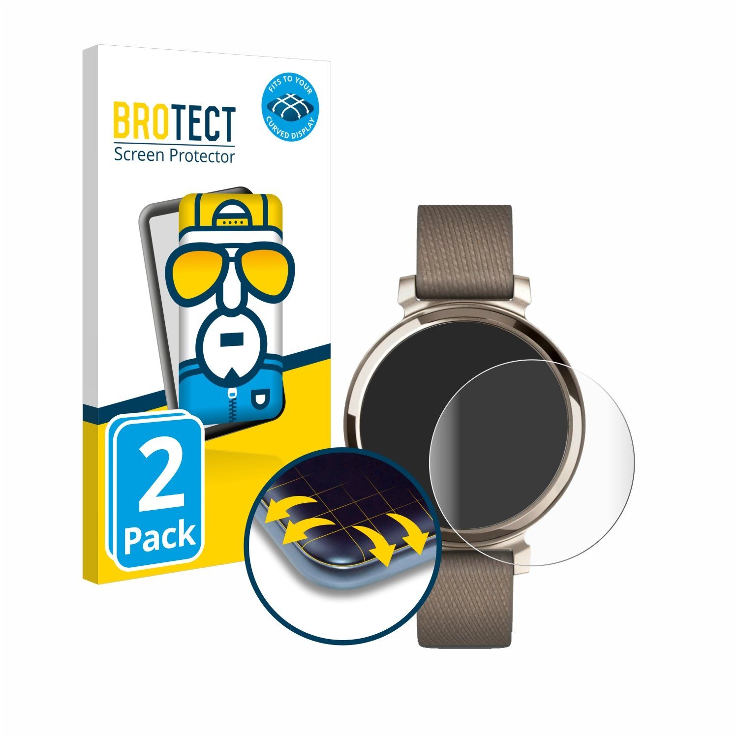 BROTECT Displayschutzfolie Fullscreen Schutzfolie für Garmin Lily 2, 2 Stück, Displayschutz Folie Fullcover Klar Transparent