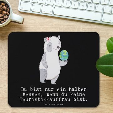 Mr. & Mrs. Panda Mauspad Touristikkauffrau Herz - Schwarz - Geschenk, Computer zubehör, PC Zub (1-St), rutschfest