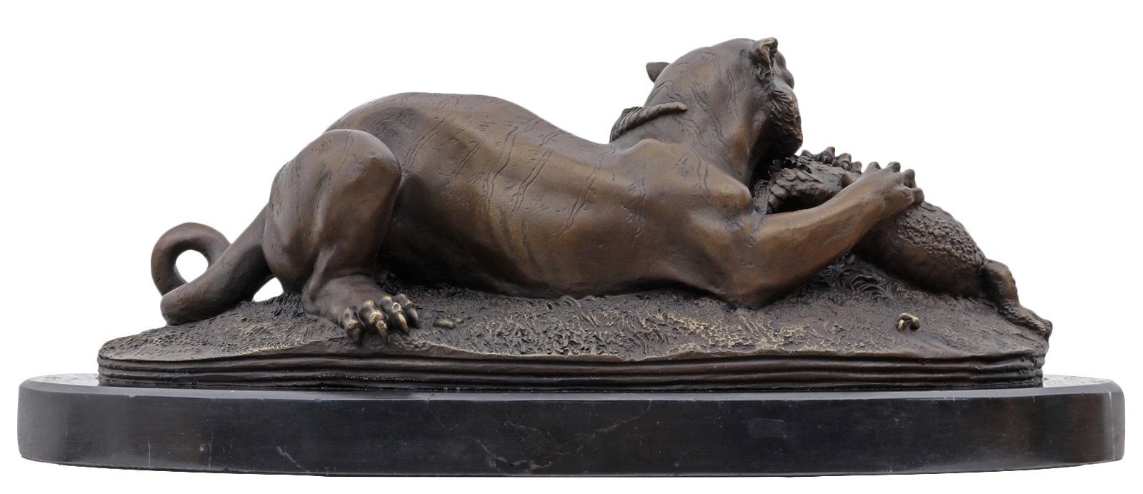 im Antik-Stil Bronzeskulptur Statue Skulptur Figur Aubaho Bronze Gavial Krokodil Tiger