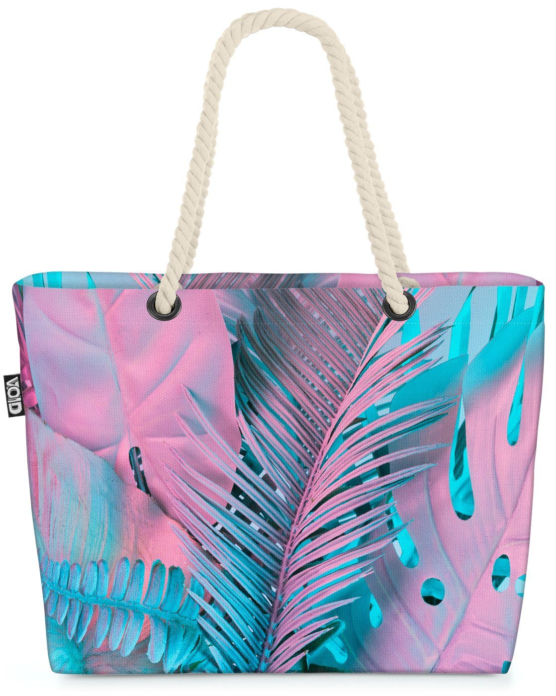 VOID Strandtasche (1-tlg), Rosa Tropen Beach Bag Palmen Blätter Tropen  tropisch Hawaii Urlaub reise Safari