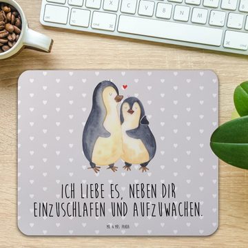 Mr. & Mrs. Panda Mauspad Pinguine Einschlafen - Grau Pastell - Geschenk, Arbeitszimmer, für Eh (1-St), Ergonomisch geformt