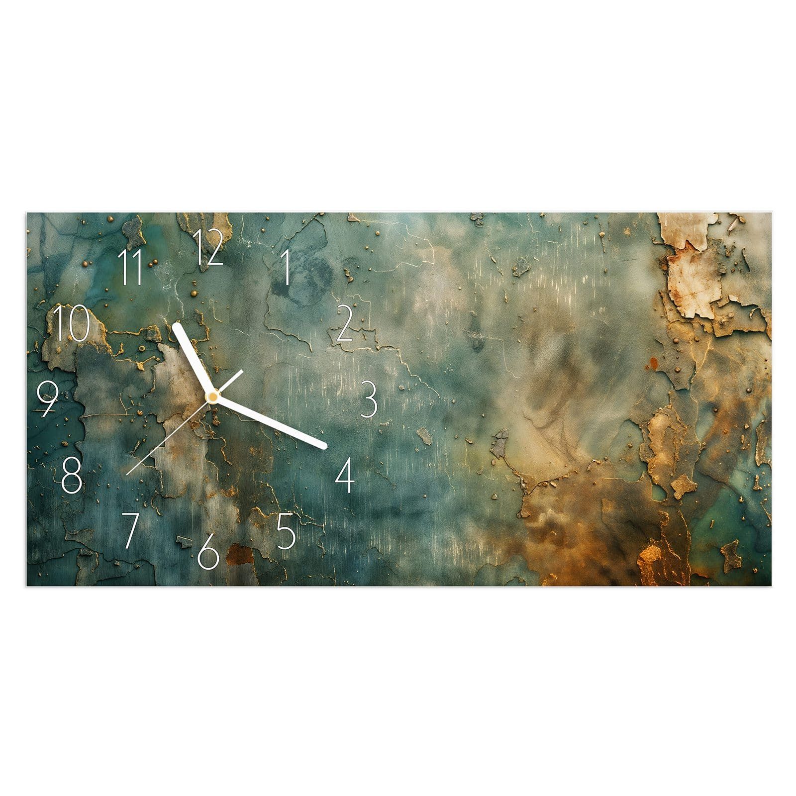 Wanduhr Glasuhr Wandkunst Größe 60 x 30 cm mit Motiv Gealterte Wand