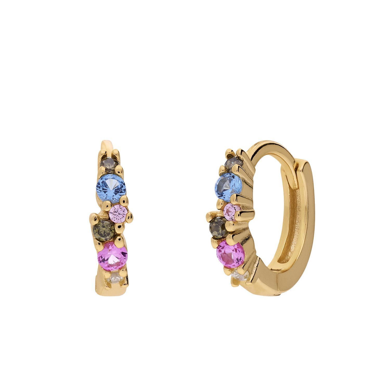 LUCARDI Paar Creolen Ohrring - 925 Silber - Gold - Zirkonia - Kinder