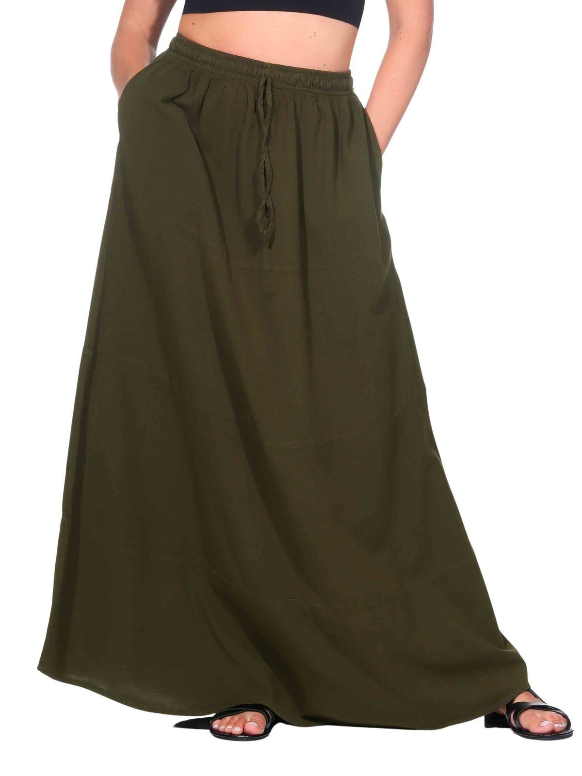 KUNST UND MAGIE Maxirock Sommerrock Damen Rock Baumwolle – Boho Maxirock elastische Taille