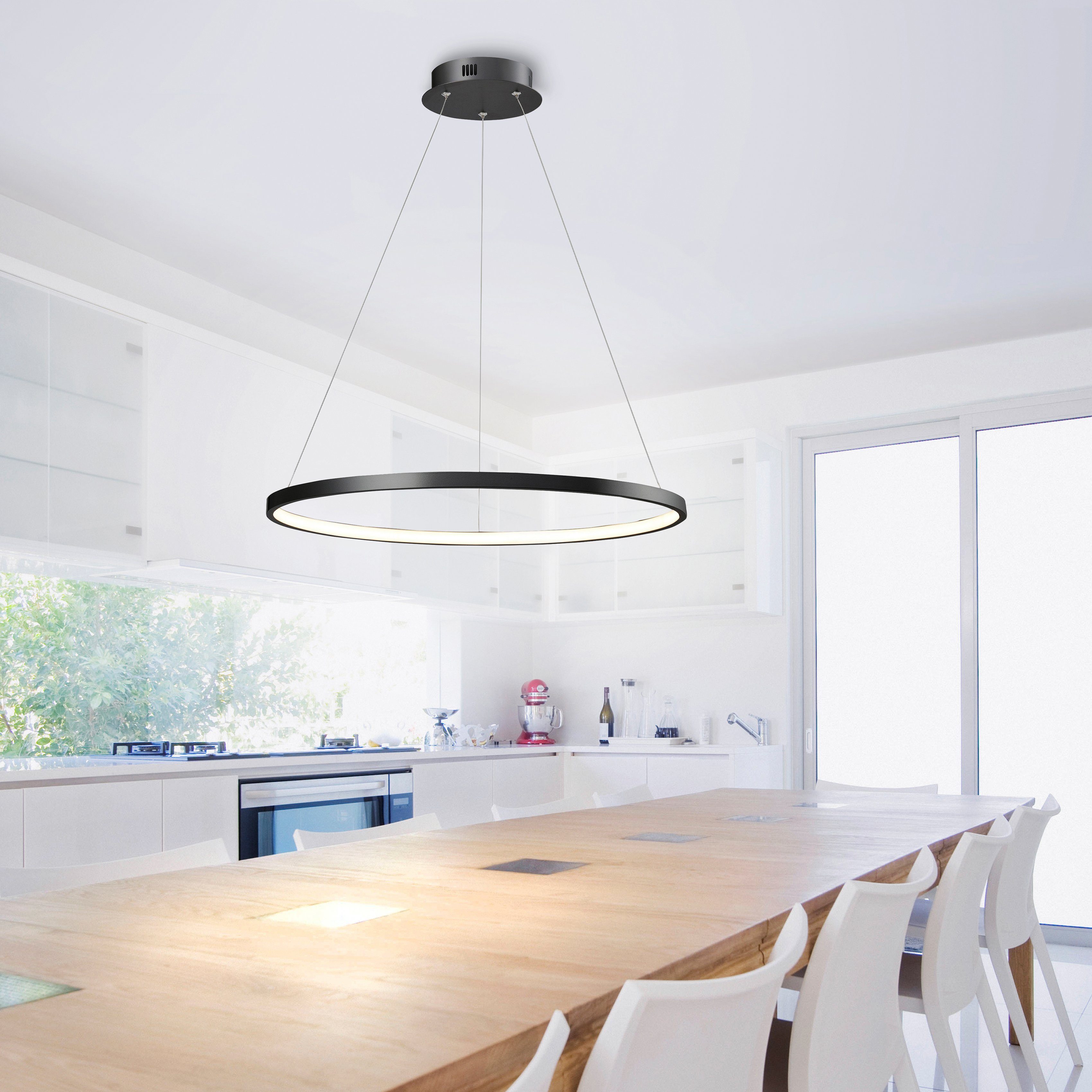 Places of Style LED Pendelleuchte Raylan, LED fest integriert, Warmweiß, LED Hängelampe modern Ring | Pendelleuchten