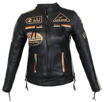 Alpha Speeds Motorradjacke Damen Lederjacke Freizeit Biker Highway Jacke (mit einem trennbaren Kapuze) aus einem weichem Lammleder, inklusive Protektoren