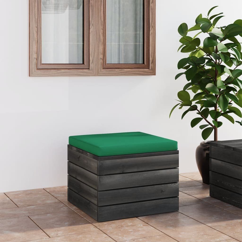 Teile Loungesofa vidaXL 1 Grün Sitzkissen mit Garten-Paletten-Hocker Kiefernholz,
