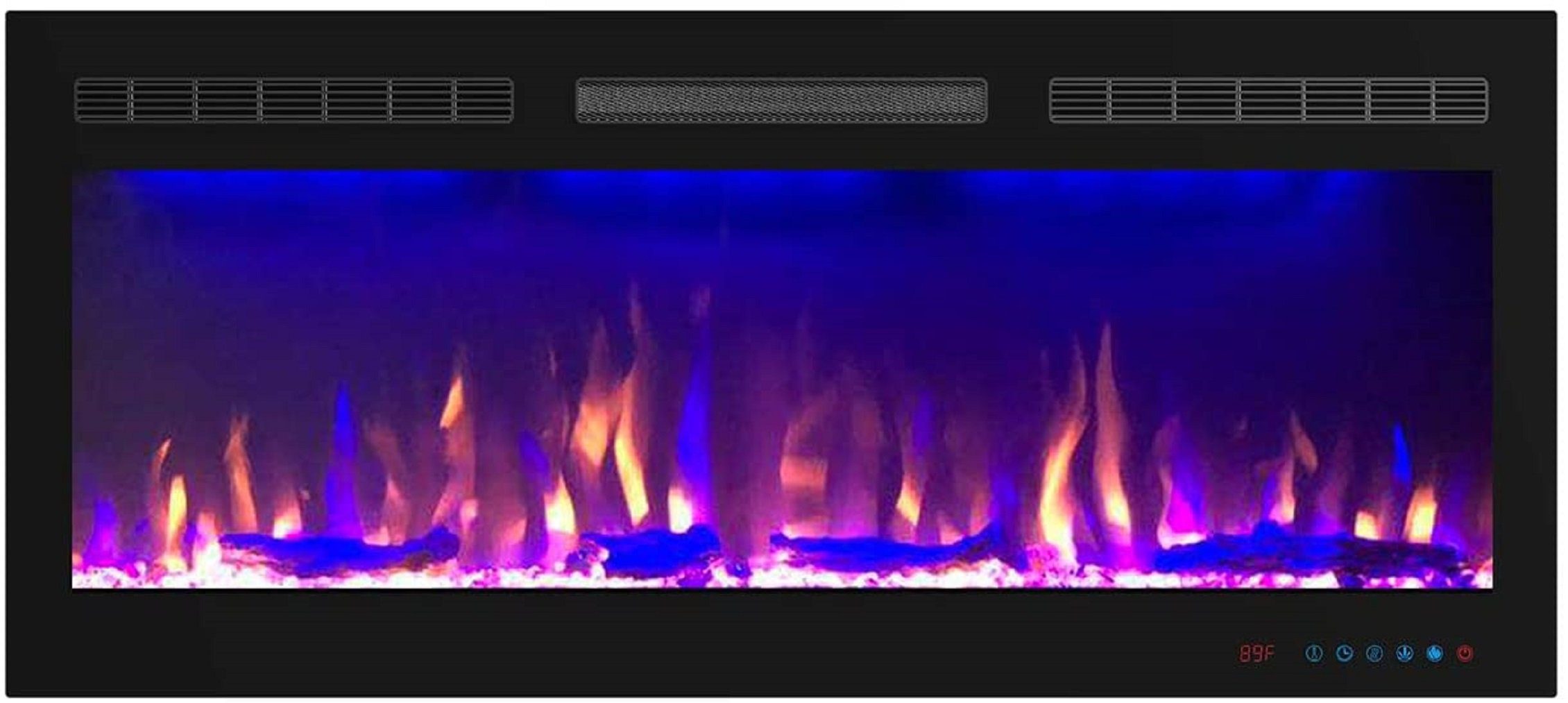 Kaminlicht Elektrokamin Marly 36 Elektrokamin Wandkamin elektrisch mit Heizung, Einbaukamin, Elektrischer Kamin mit Fernbedienung, Timer, 3D Flammenspiel, LED Feuer