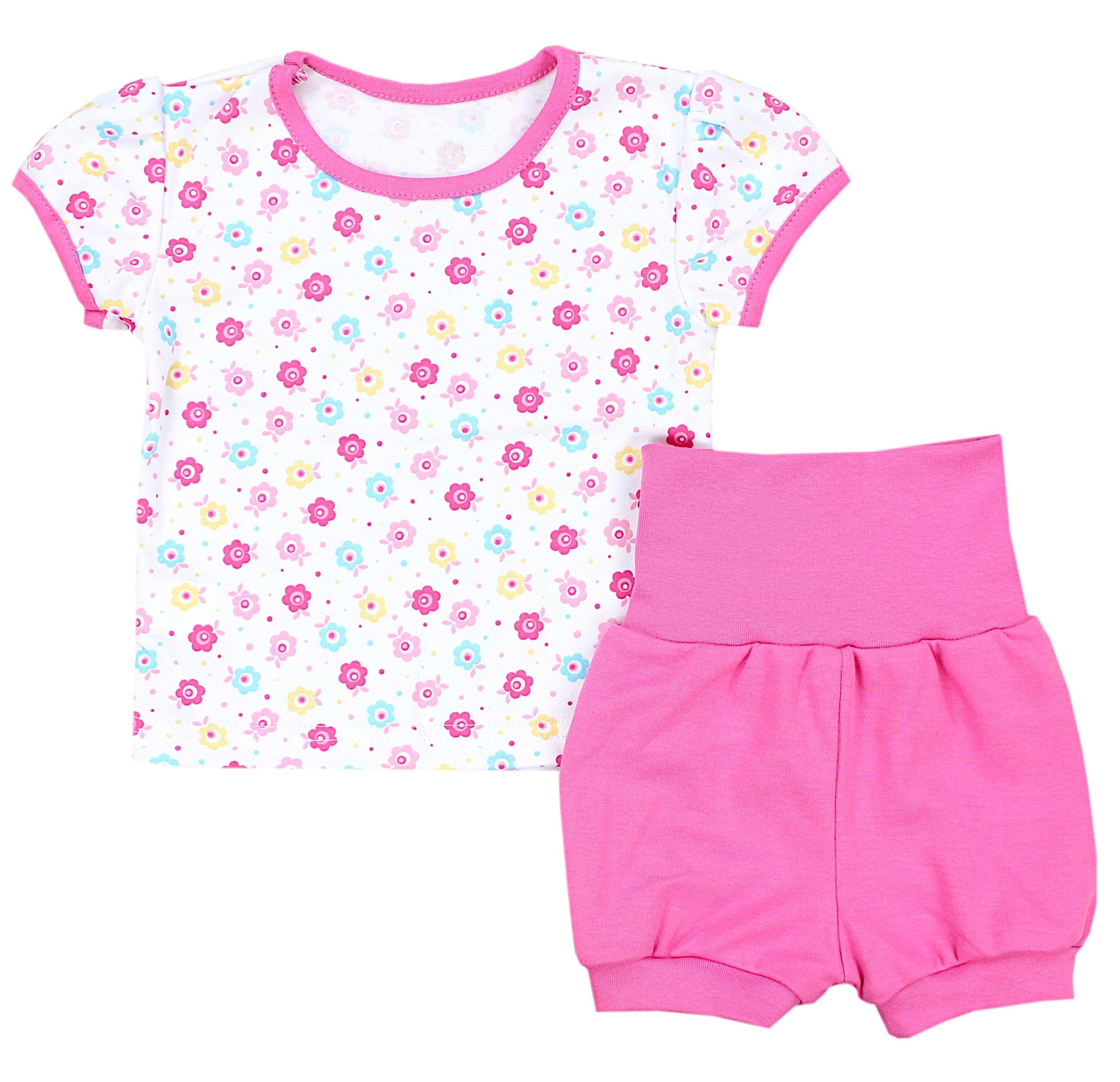 TupTam Shirt & Hose TupTam Baby Mädchen Sommer Bekleidung T-Shirt Shorts Set Bunte Blümchen Rosa