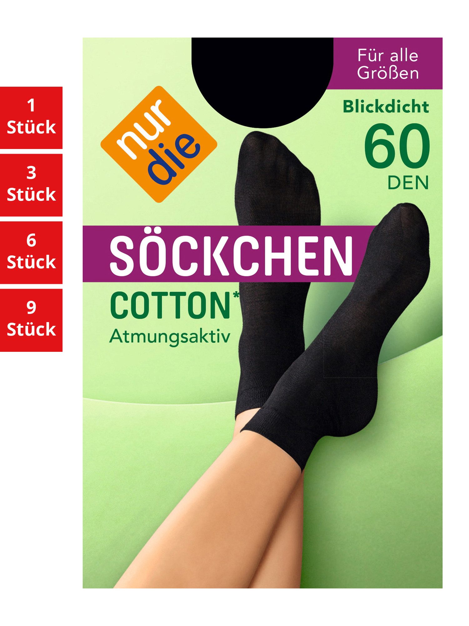 Nur Die Füßlinge Cotton 60 DEN Damen (1er/3er/6er/9er Pack, 1-Paar) sneaker-socken strumpf strümpfe