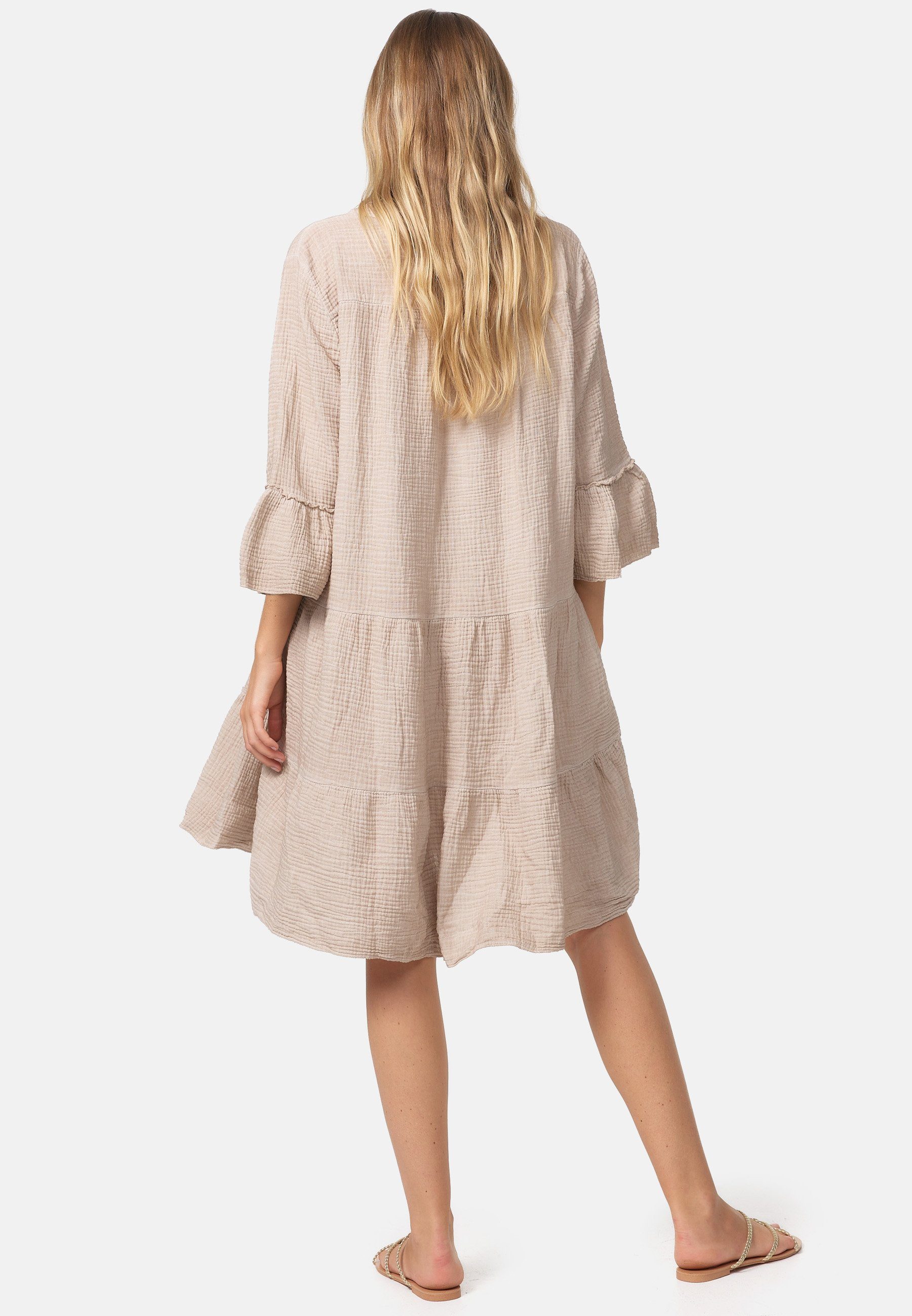 Rayshyne Sommerkleid PM39 (Leichtes Sommer Minikleid aus Musselin mit Rüschen) Musselin, Baumwolle, Rüschen, 3/4 Ärmel, Oversize – Bild 5 von 5