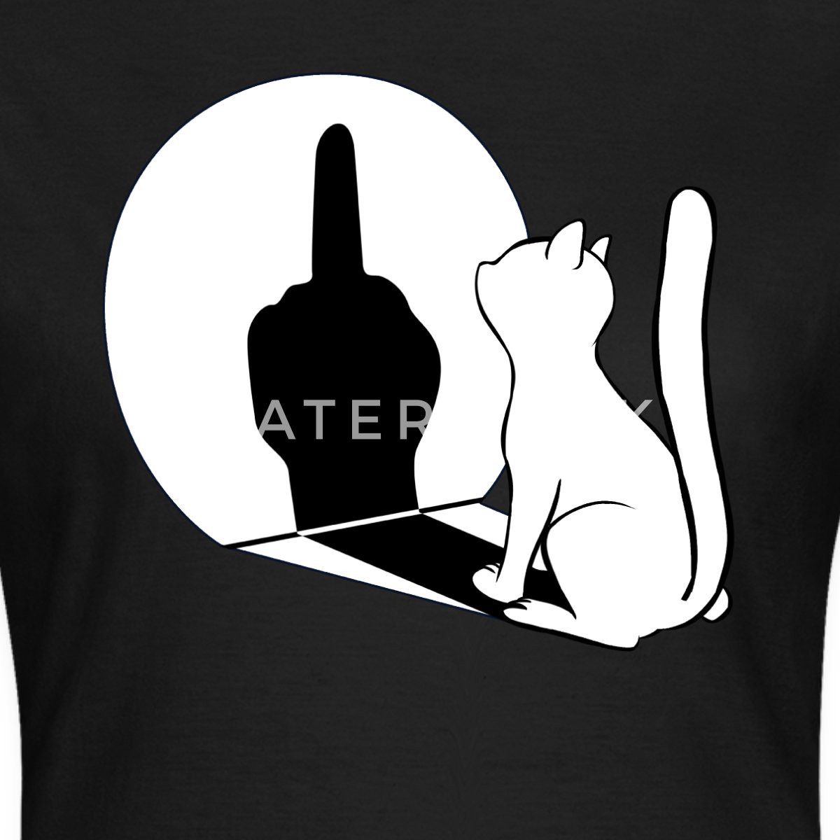 Spreadshirt T-Shirt Schattenspiel Katze Mittelfinger Frauen T-Shirt (1-tlg) günstig online kaufen