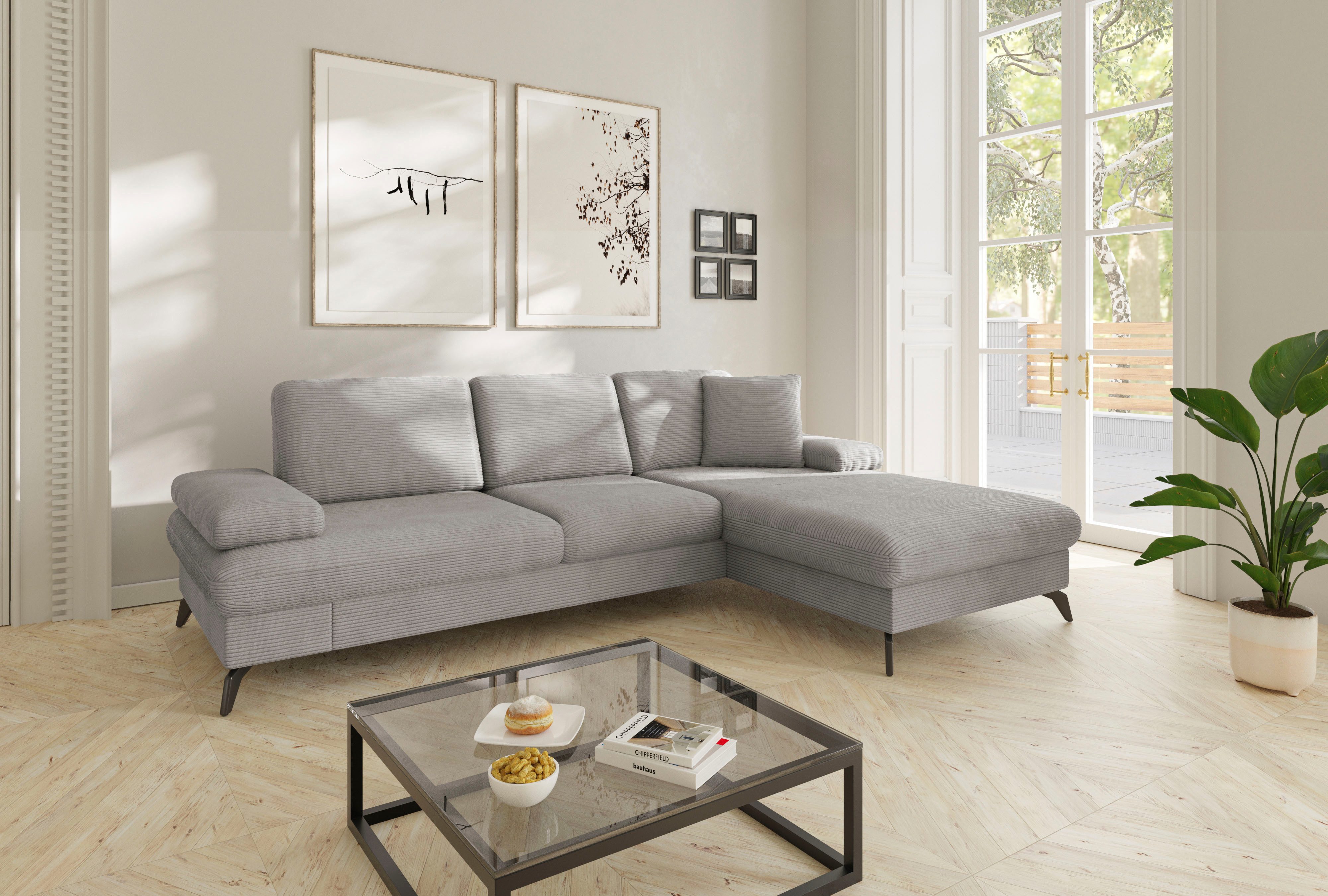 sit&more Ecksofa Morris Jubi L-Form, B: 247 cm, mit Armteilfunktion & 1 Zierkissen, optional Bettfunktion