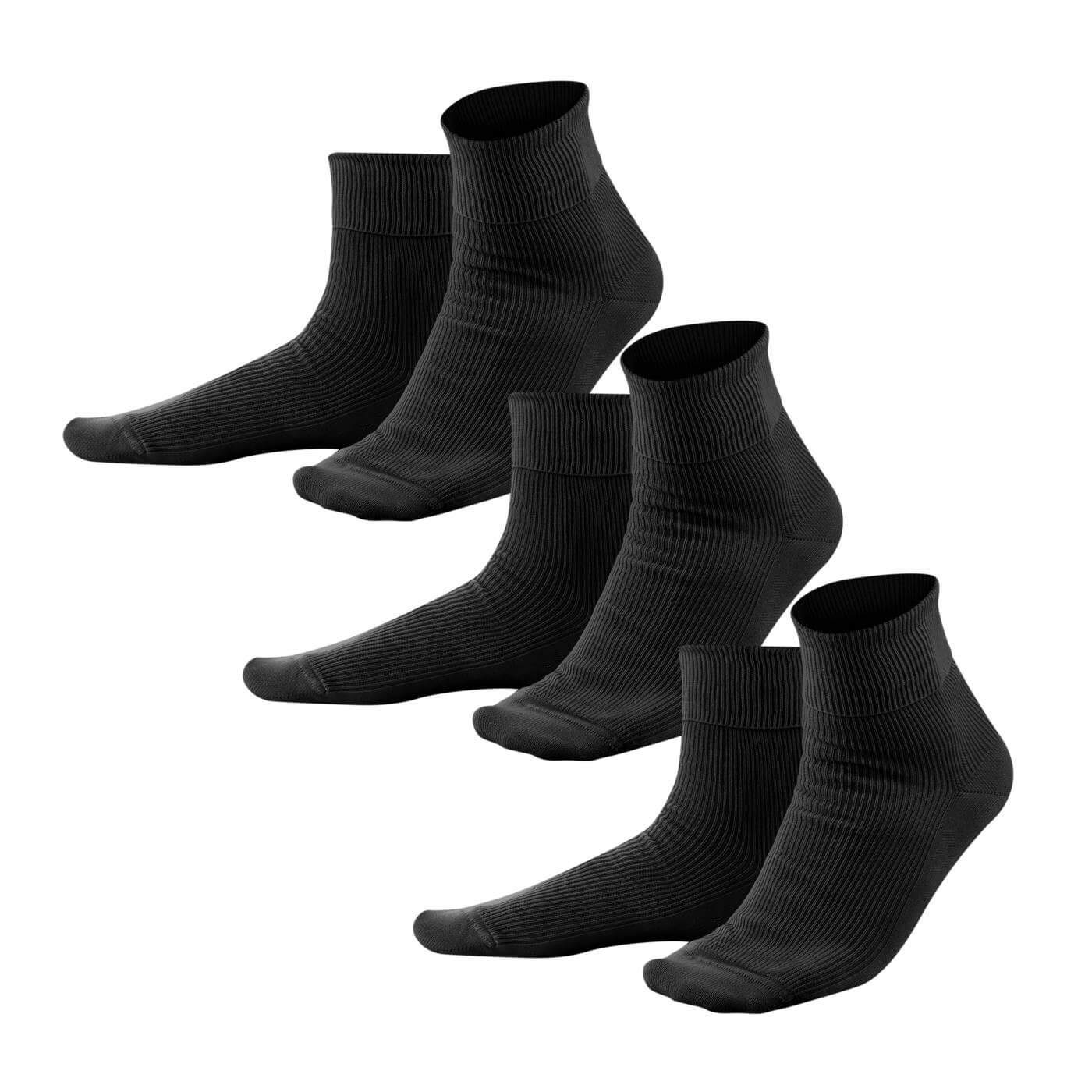 LIVING CRAFTS und Socken Schaft elastischem besonders Oberseite Black(3x) Rippstrick aus