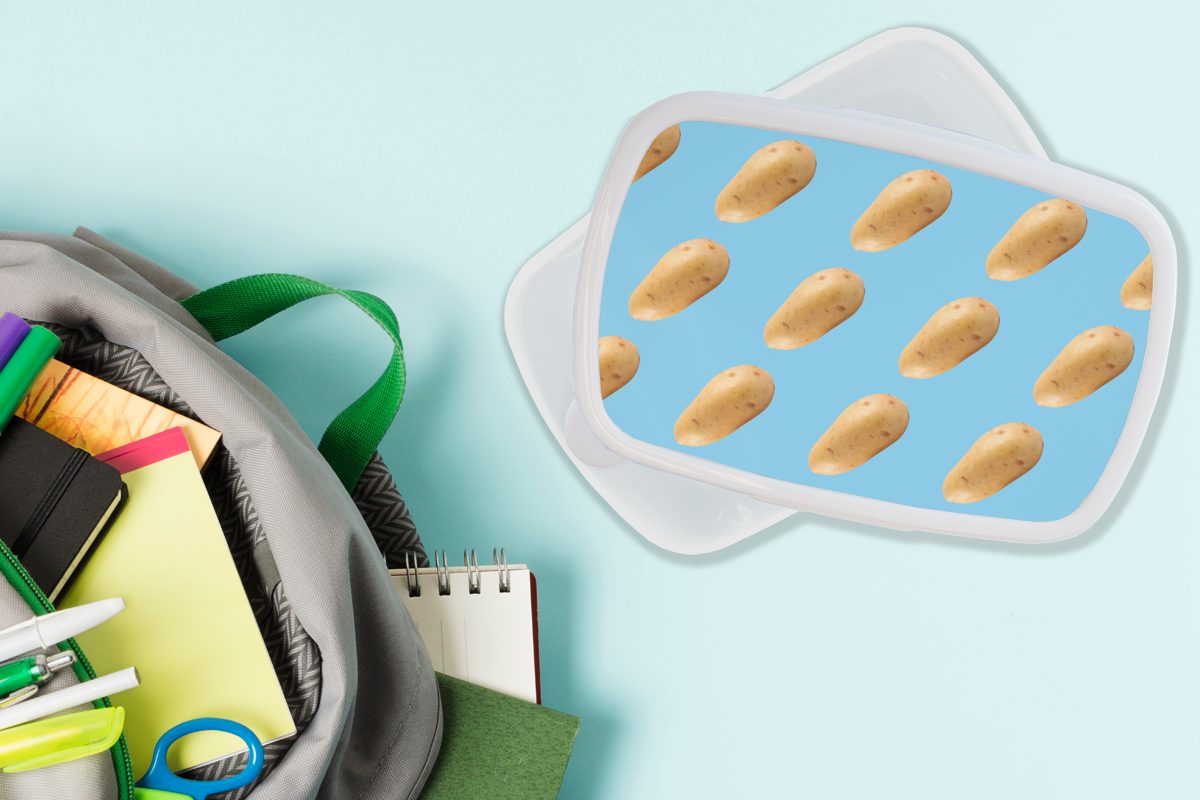 Lunchbox Jungs und Kartoffel Kinder weiß (2-tlg), Brotdose, für - Kunststoff, und für - Mädchen Muster Erwachsene, Brotbox MuchoWow Blau,