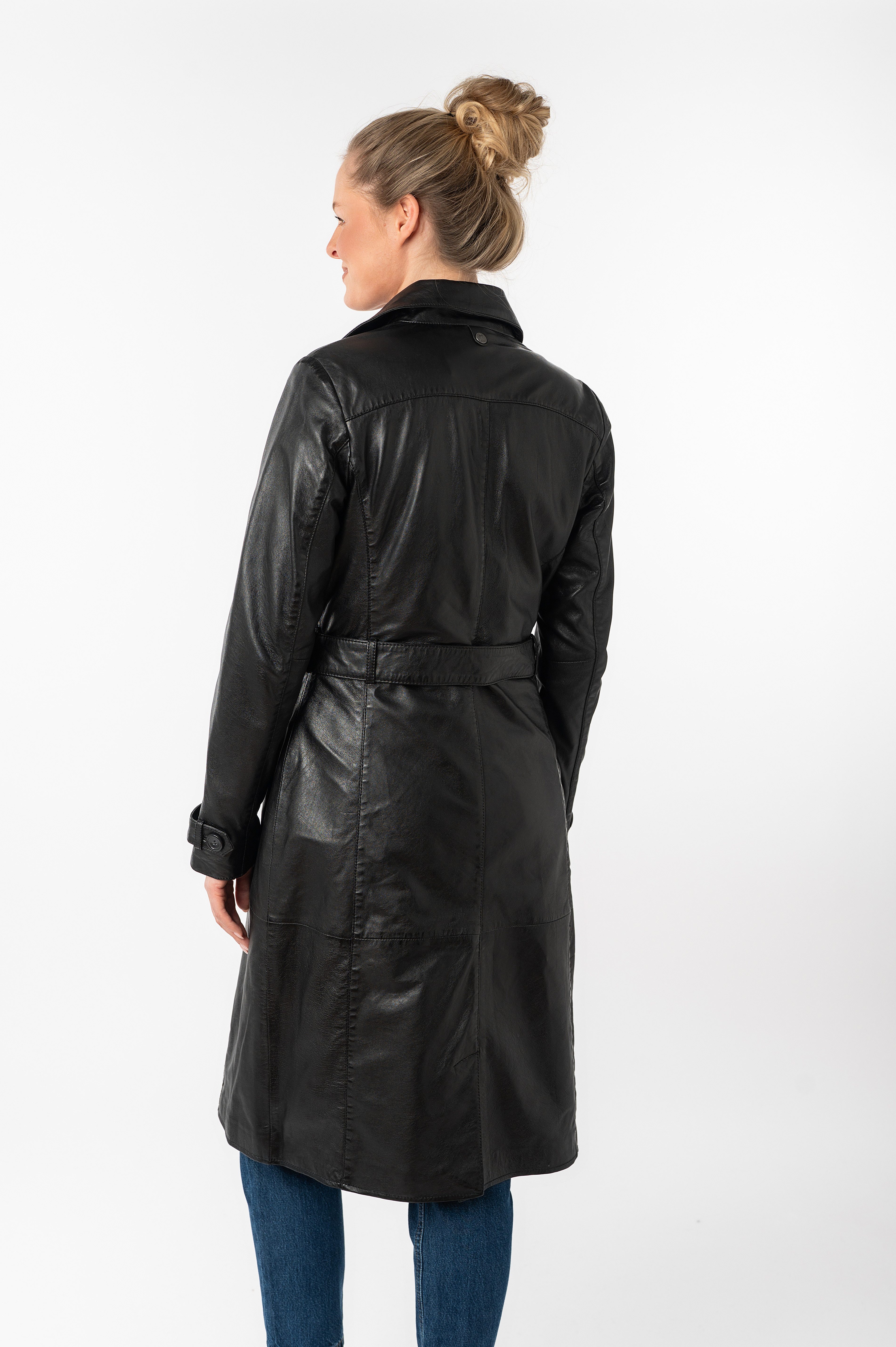 Mauritius Ledermantel GWTaruh OT (2-tlg) femininer Leder-Trenchcoat mit Bindegürtel