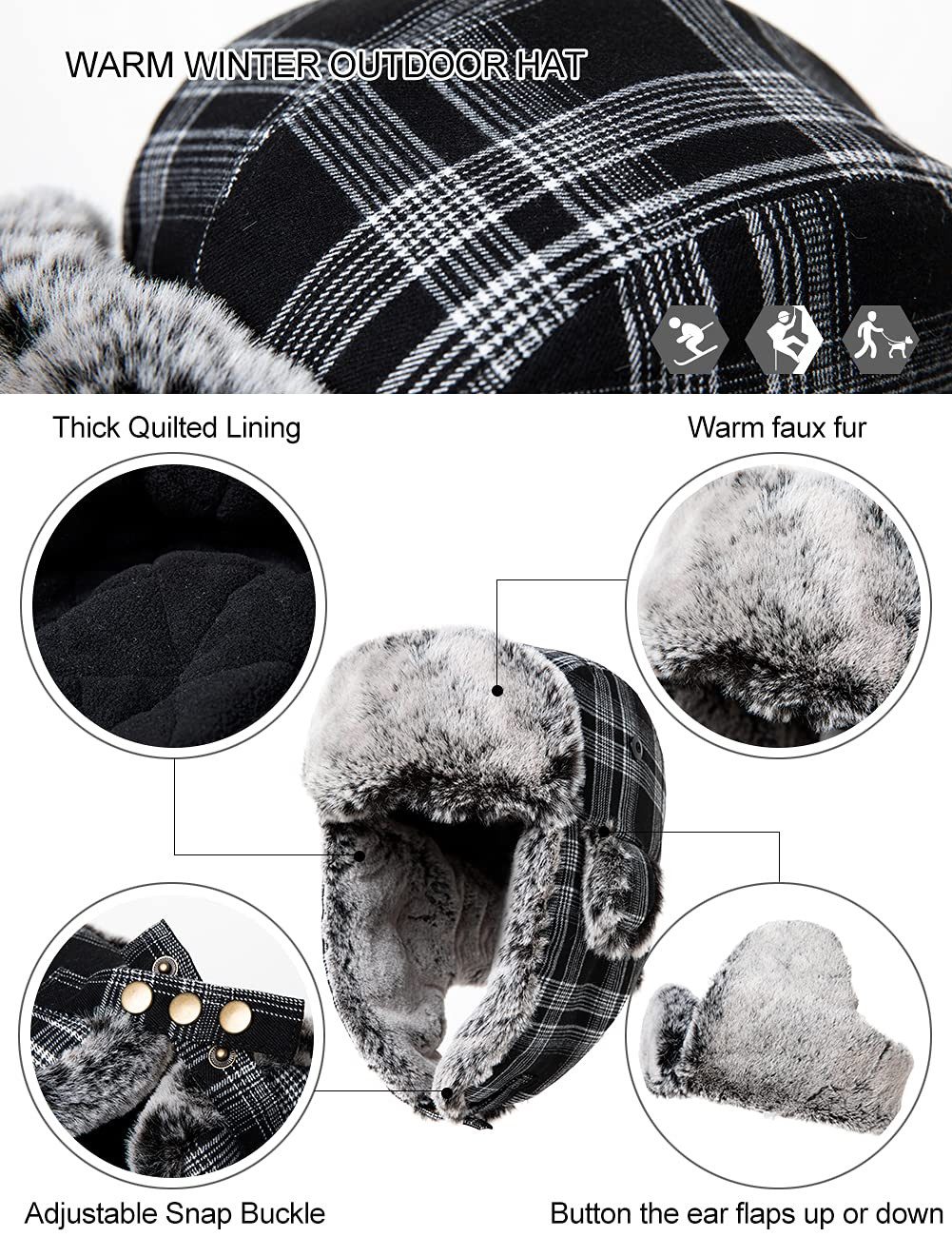 YI Fellimitatmützen Warme Fliegermütze Wintermütze mit Ohrenklappen weiche günstig online kaufen