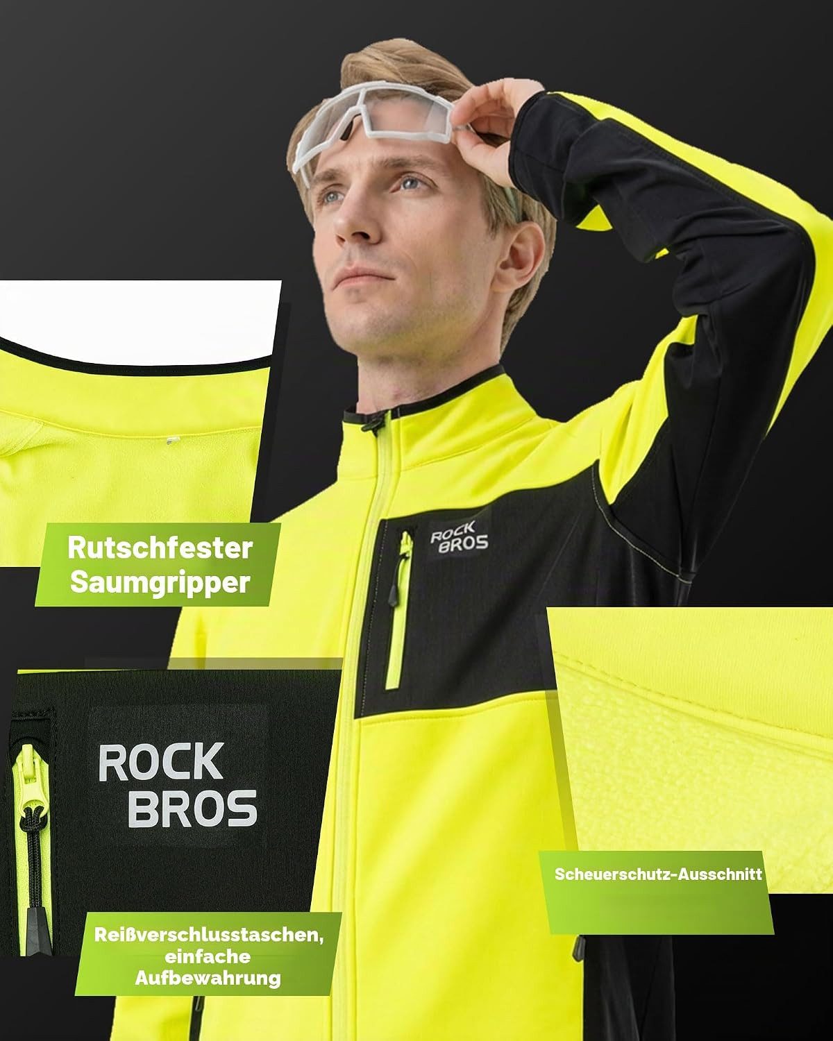 ROCKBROS Fahrradjacke Winddichte warme atmungsaktive Winterjacke für Herren – Bild 3 von 5