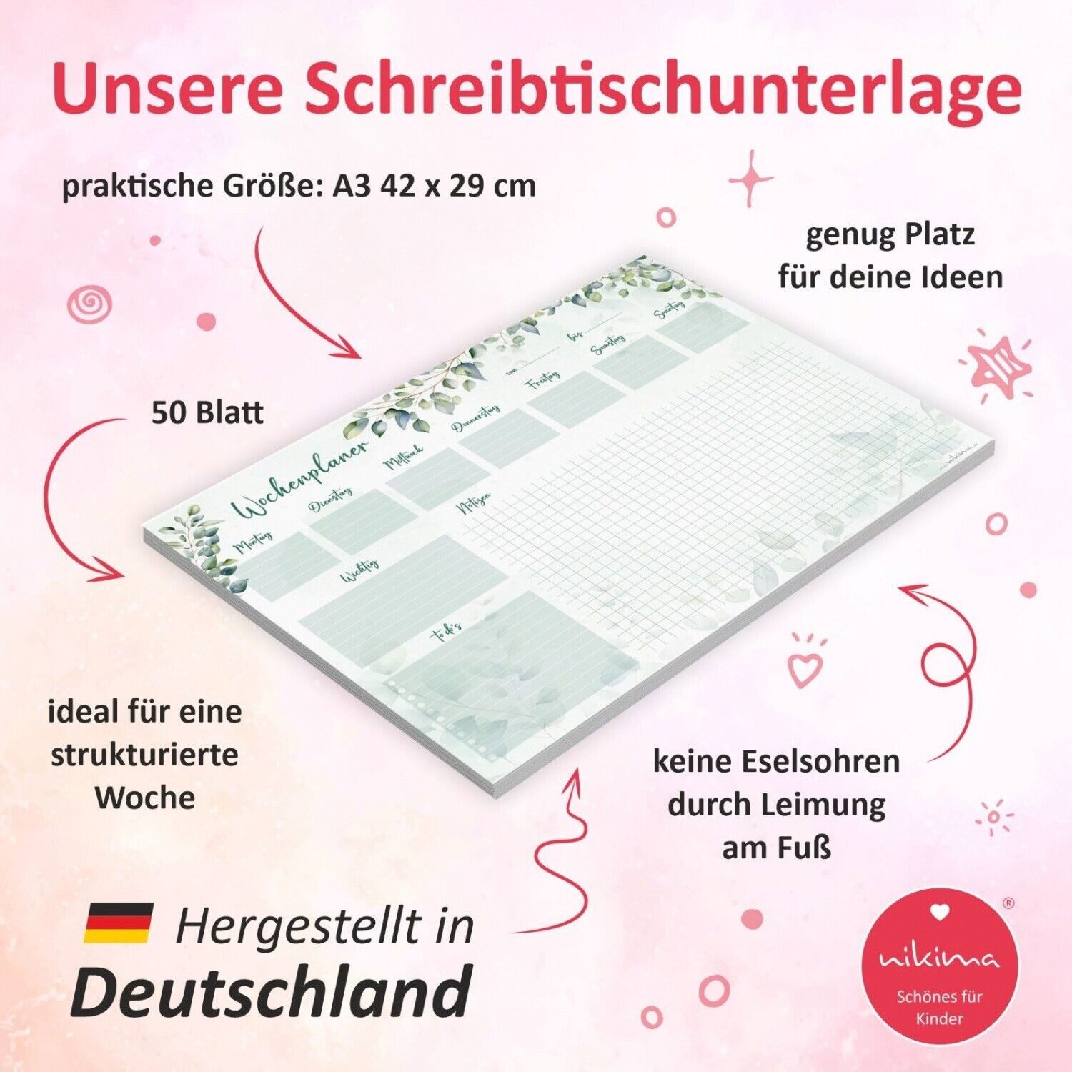 nikima Schreibtischunterlage A3 Schreibtischunterlage Eukalyptus – Bild 2 von 5