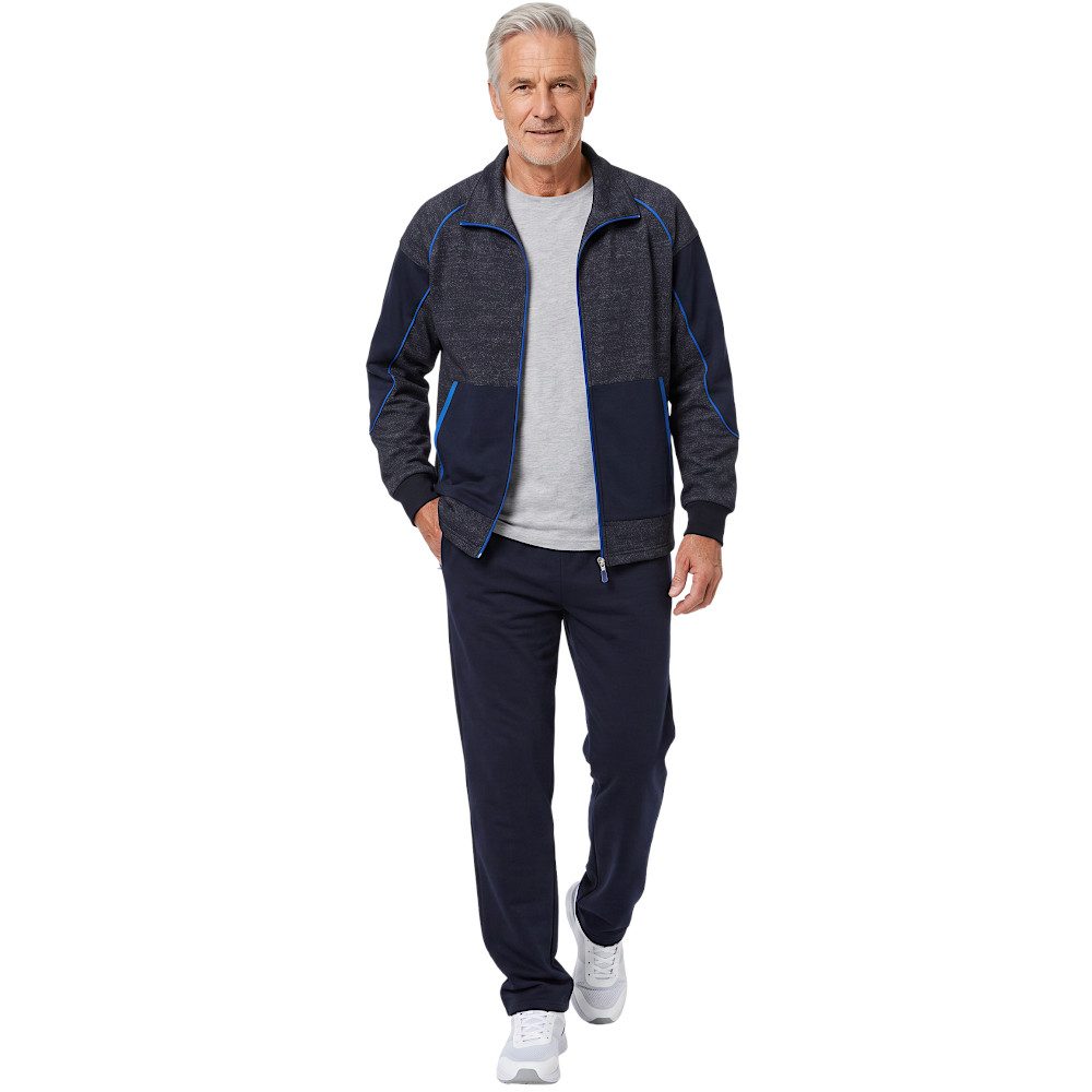 Herbold Sportswear Jogginganzug Herren Trainingsanzug Freizeitanzug wärmender Sportanzug Kuranzug (2-tlg), Wärmend · meliertes Design · angeraute Innenseite – Bild 5 von 5