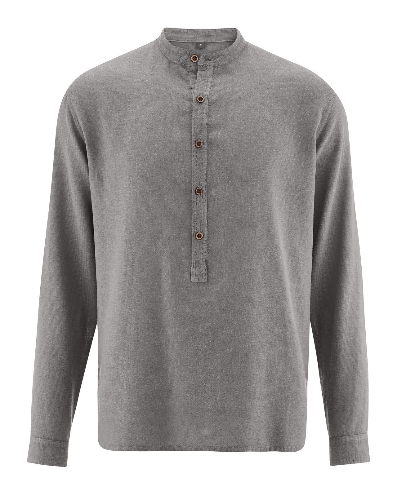 Langarmhemd Stehkragen Schlupfhemd Hanf/Biobaumwolle Casual Fit