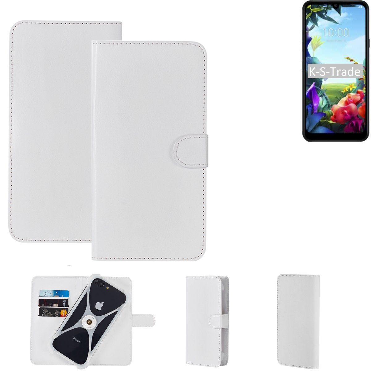 K-S-Trade Handyhülle für LG Electronics K40S, Handy Hülle Schutz Hülle Cover Case Bookstyle Bumper weiß 1x