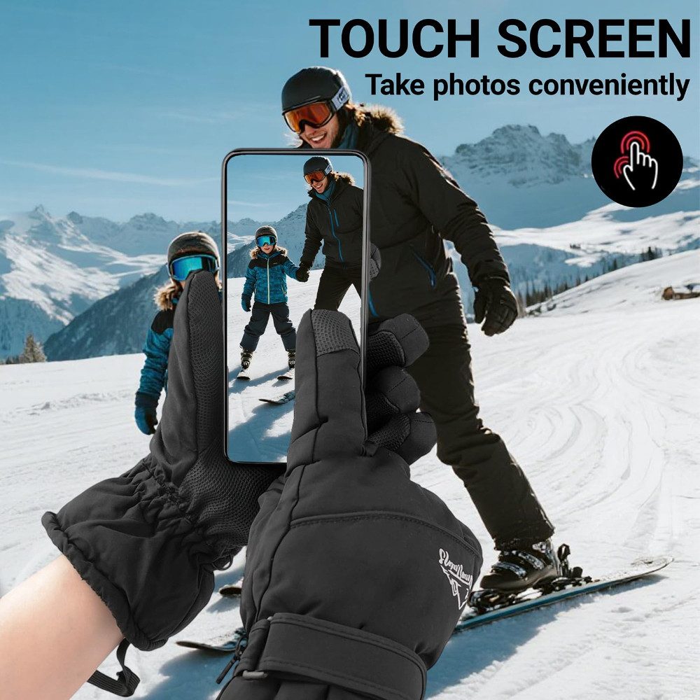 Blusmart Skihandschuhe Männer und Frauen Winter-Ski- und Schneehandschuhe (Warm und wasserdicht, Rutschfeste Touchscreen-Handschuhe) Für Gehen, Reiten, Laufen, Sport, Skifahren