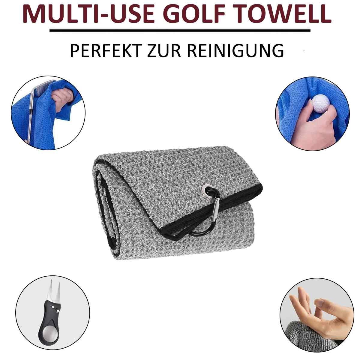 hellgrau Golfhandtuch,lustiges mit Gefaltetes Golf-Handtuch Clip Handtücher Jormftte