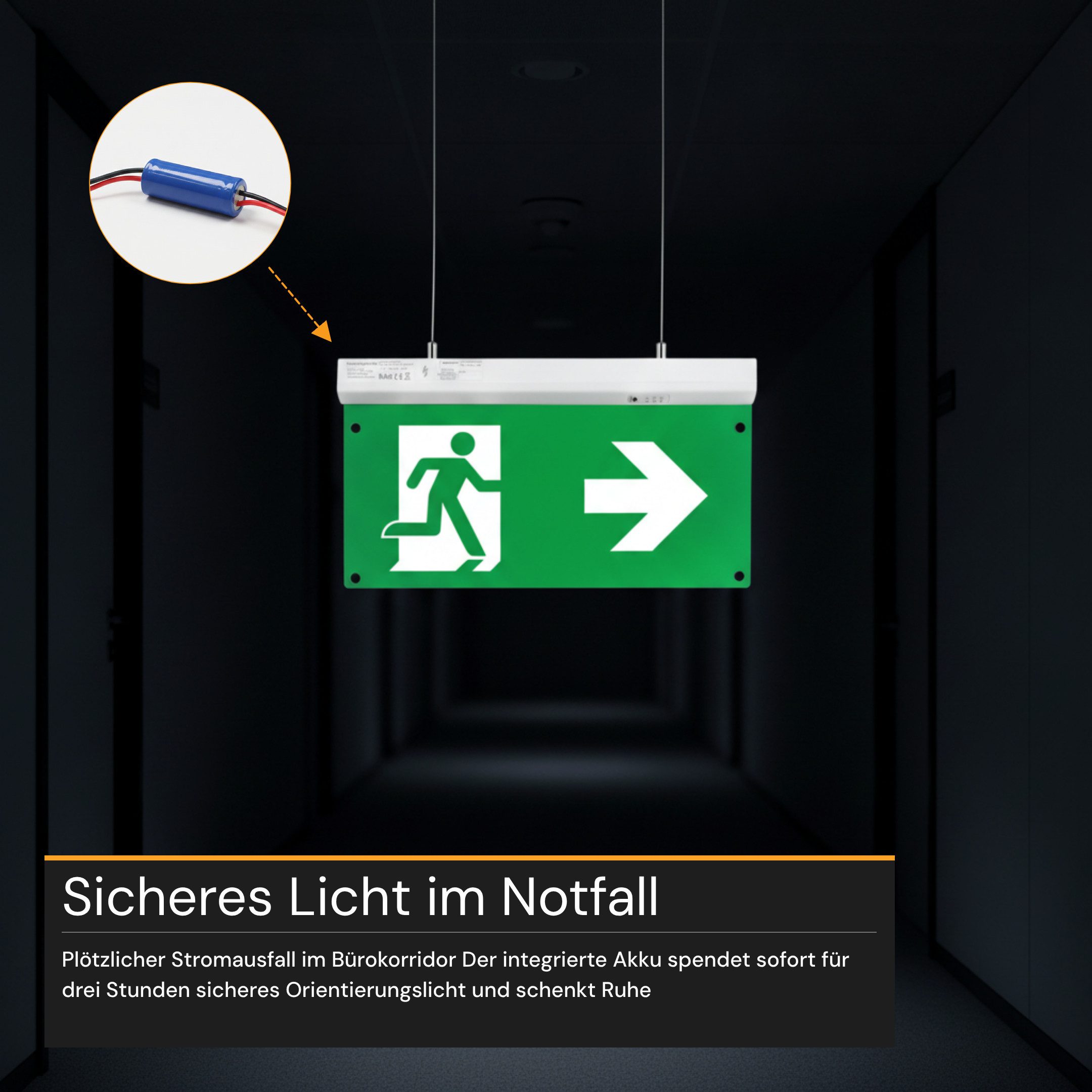 ENOVALITE LED Arbeitsleuchte ENOVALITE Fluchtwegleuchte 3 W 6000 K Kaltweiß Weiß, LED fest integriert, Tageslichtweiß, Fluchtwegleuchte